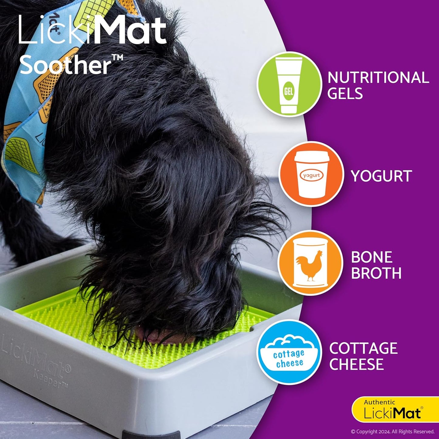 LickiMat 8"X8" Pack of 2 Slow Feeder for Dogs Boredom & Anxiety Reducer for Food Treats Yogurt Peanut Butter Fun Alternative to a Slow Feed Dog Bowl Classic Dog Buddy & Soother (Green & Orange)