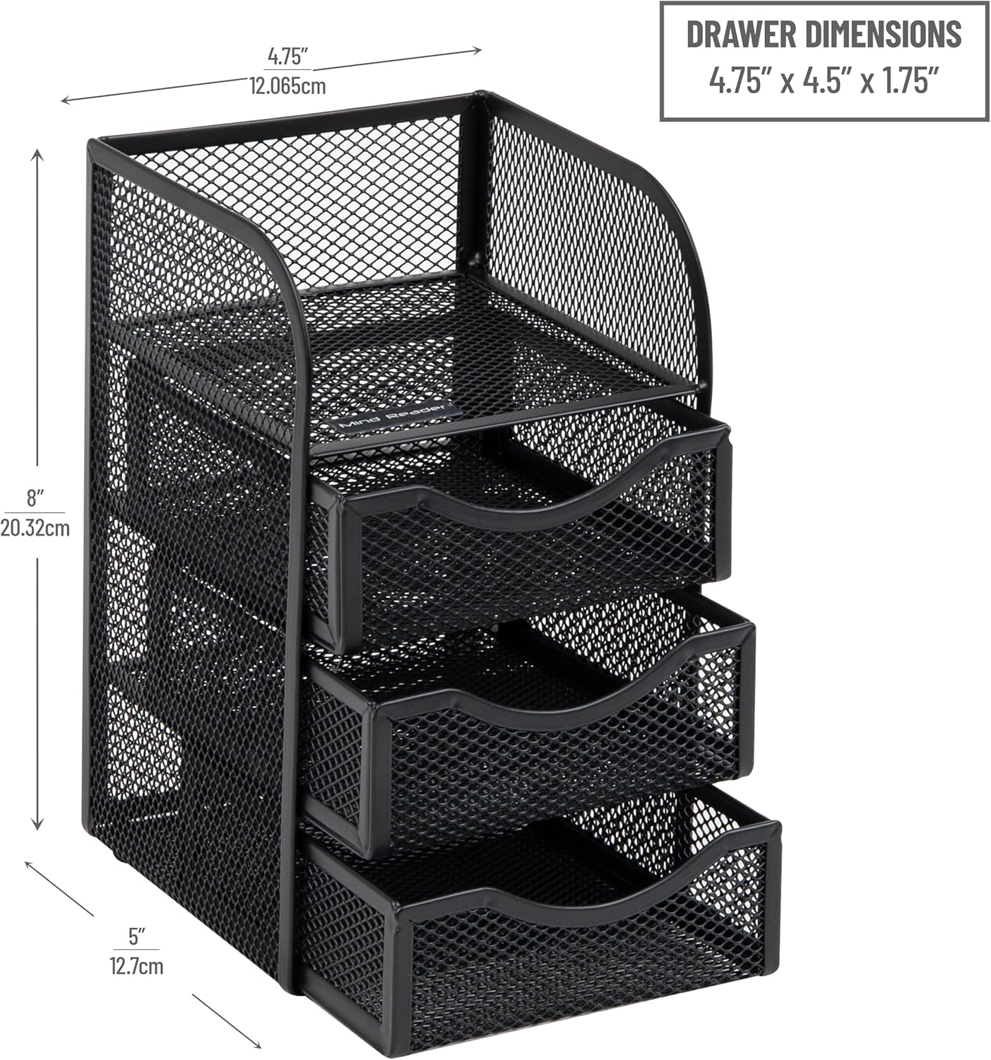 Mind Reader Desktop Accessory Storage, Paper Binder Clip Basket, Workspace, Office, Metal Mesh, 4.75"L x 5"W x 8"H, Black