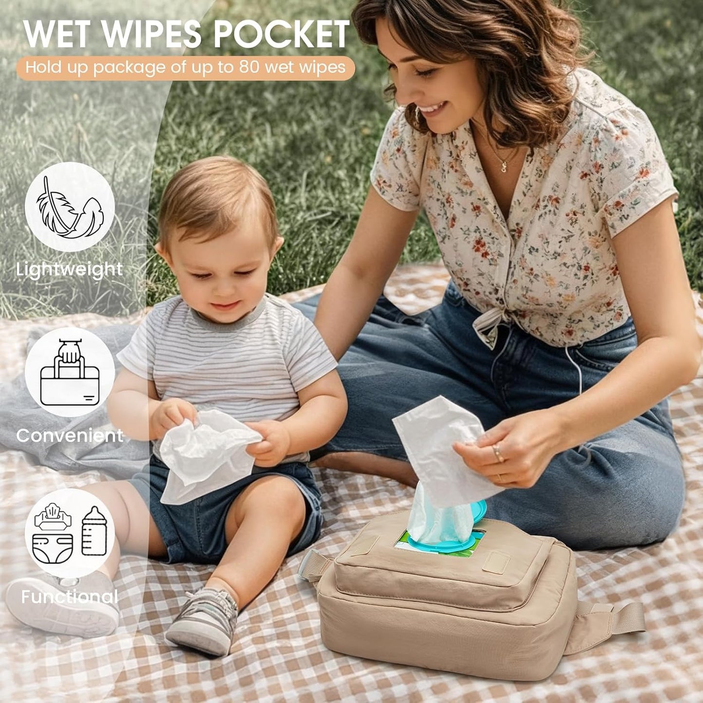 G4Free Small Diaper Bag for Baby Girl and Boy, Mini Sling Diaper Bag Fanny Pack with Portable Changing Pad