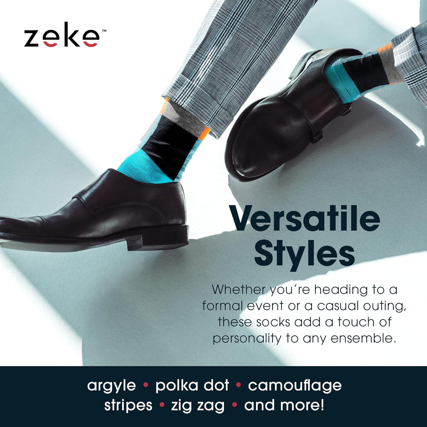 ZEKE Funny Dress Socks for Men - Funky Mens Crazy Socks - Cool Colorful Patterned Fun Socks for Men