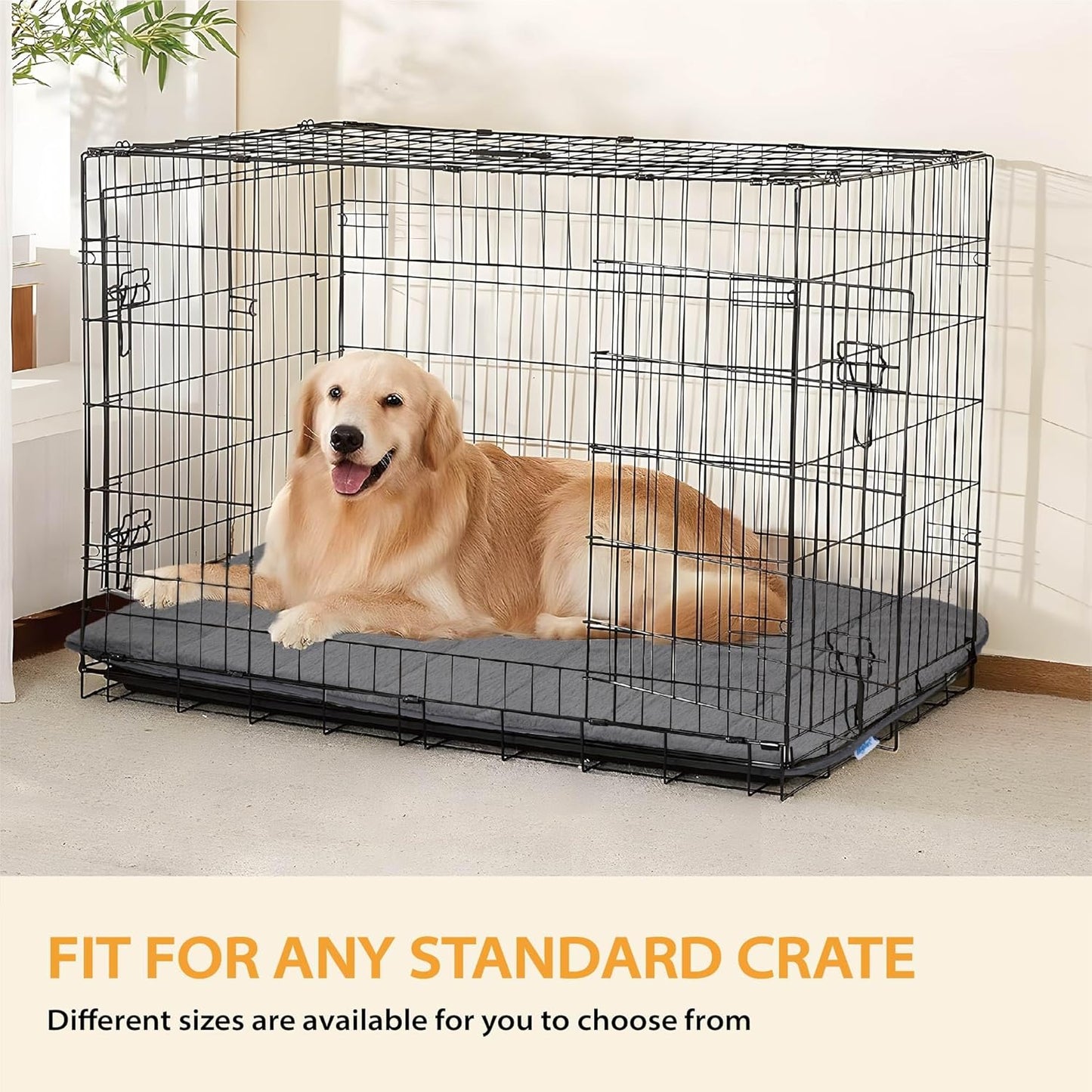 Dog Crate Pad for XX Large Dog - 47x29 Memory Foam Dog Bed, Washable & Anti-Slip Dog Bed Mat, Ultra Soft Kennel Pad for Dogs Cozy Sleeping Mat, Grey