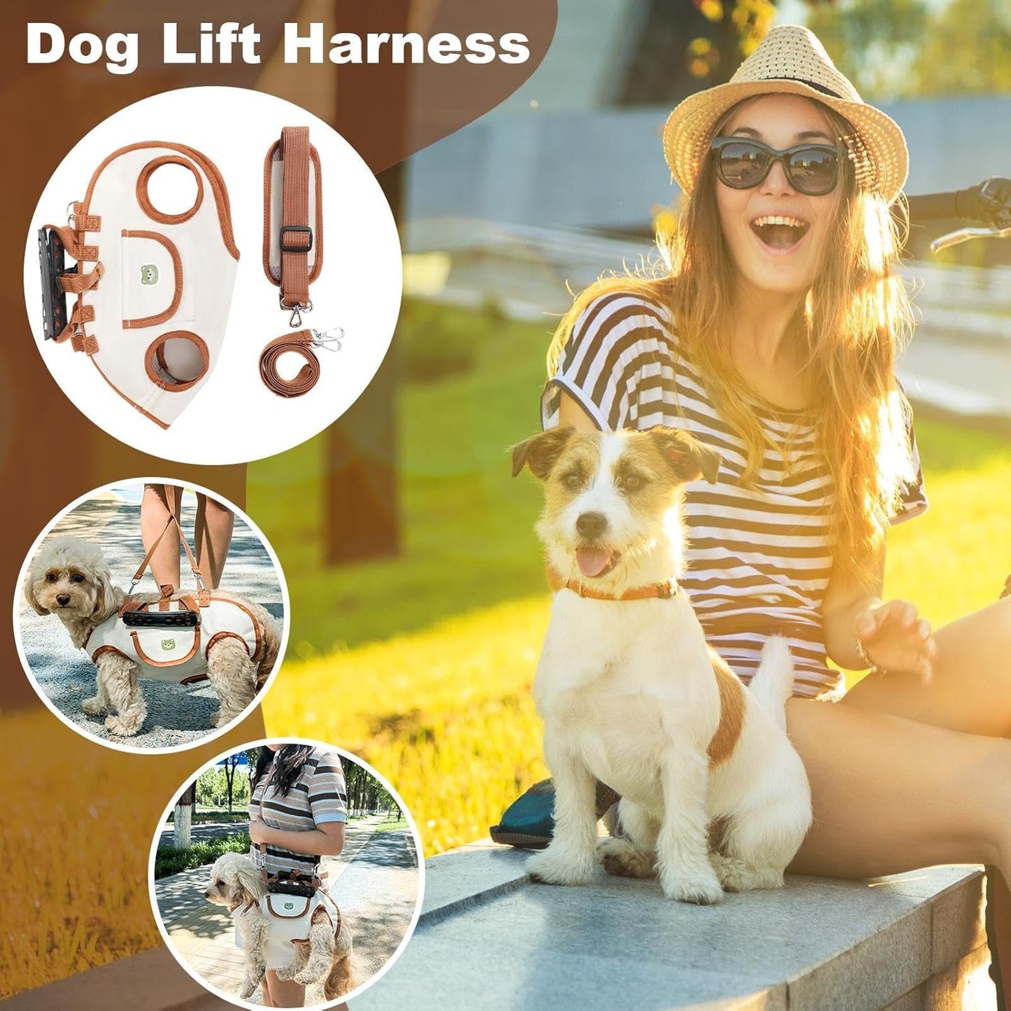 Dog Lift Sling - Full | Adjustable Pet Carrier Vest for Puppies Kittens Cats Walking Travel Picnic Beach Camping Cycling Outdoor Road Trips Comfortable Safe Support
