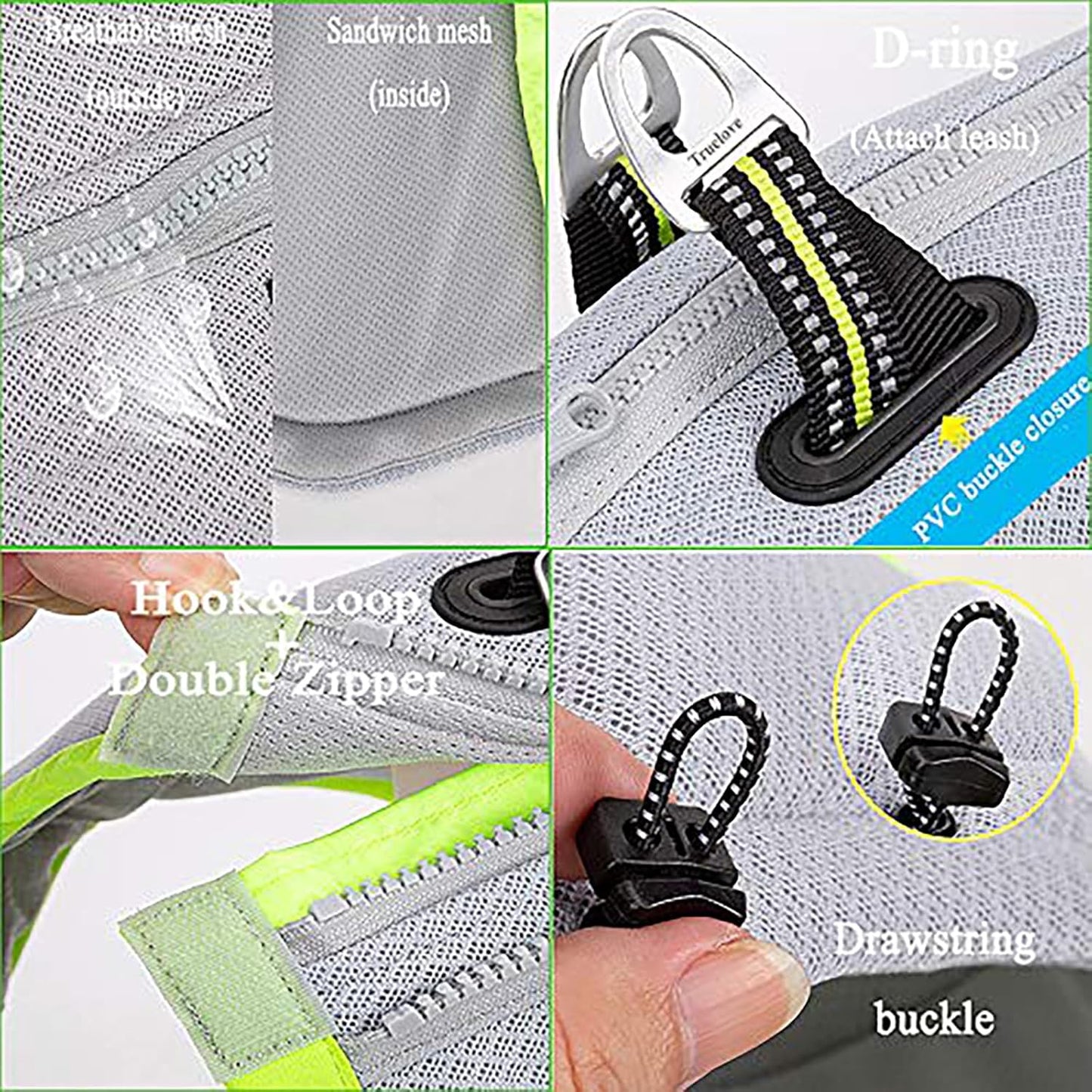 TRUE LOVE Dog Cooling Harness Summer and Winter Clothes Adjustable Reflective Vest for Small Big Dogs Outdoor Walking Camping TLG2511