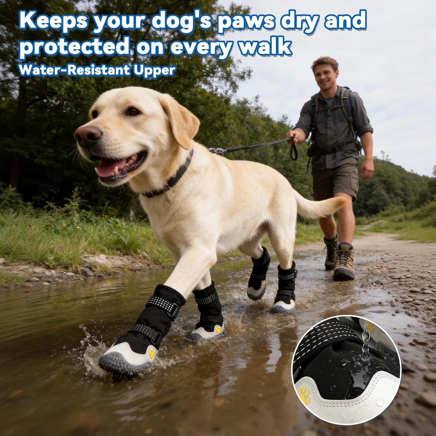Dog Boots for Winter Snowy Day Water-Resistant Dog Shoes for Small Medium Large Dogs Paw Protectors for Outdoor Hiking Walking (Black, 1# (Width 1.6inch) for 14-23lbs)