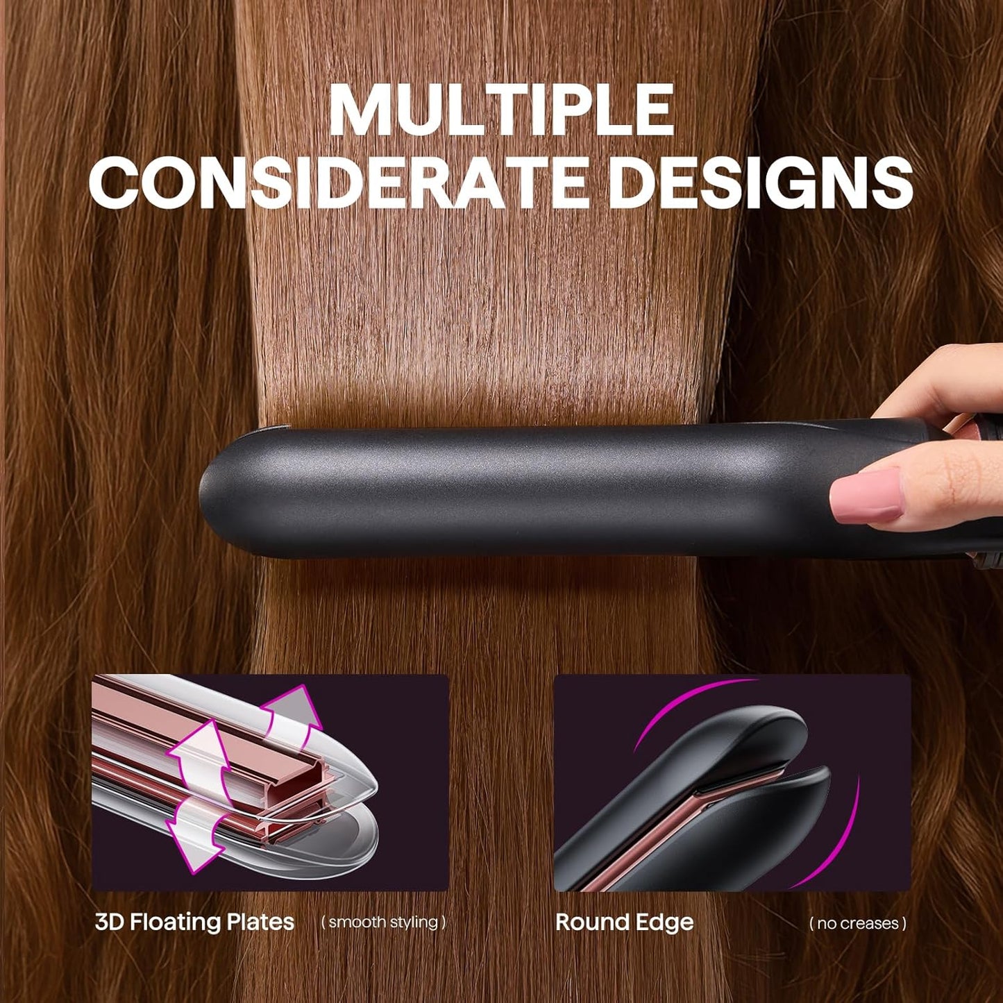 Wavytalk 3 in 1 Curling Wand Set, Multi Curl, Curling Iron Set with Heated Round Brush, Flat Iron Hair Straightener, 1 1/4 inch Curling Iron, Dual Voltage Hair Curler
