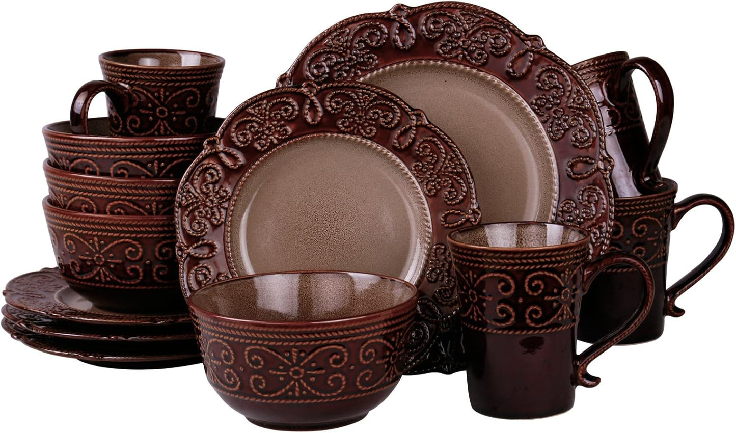 Elama’s Salia 16 Piece Stoneware Dinnerware Set