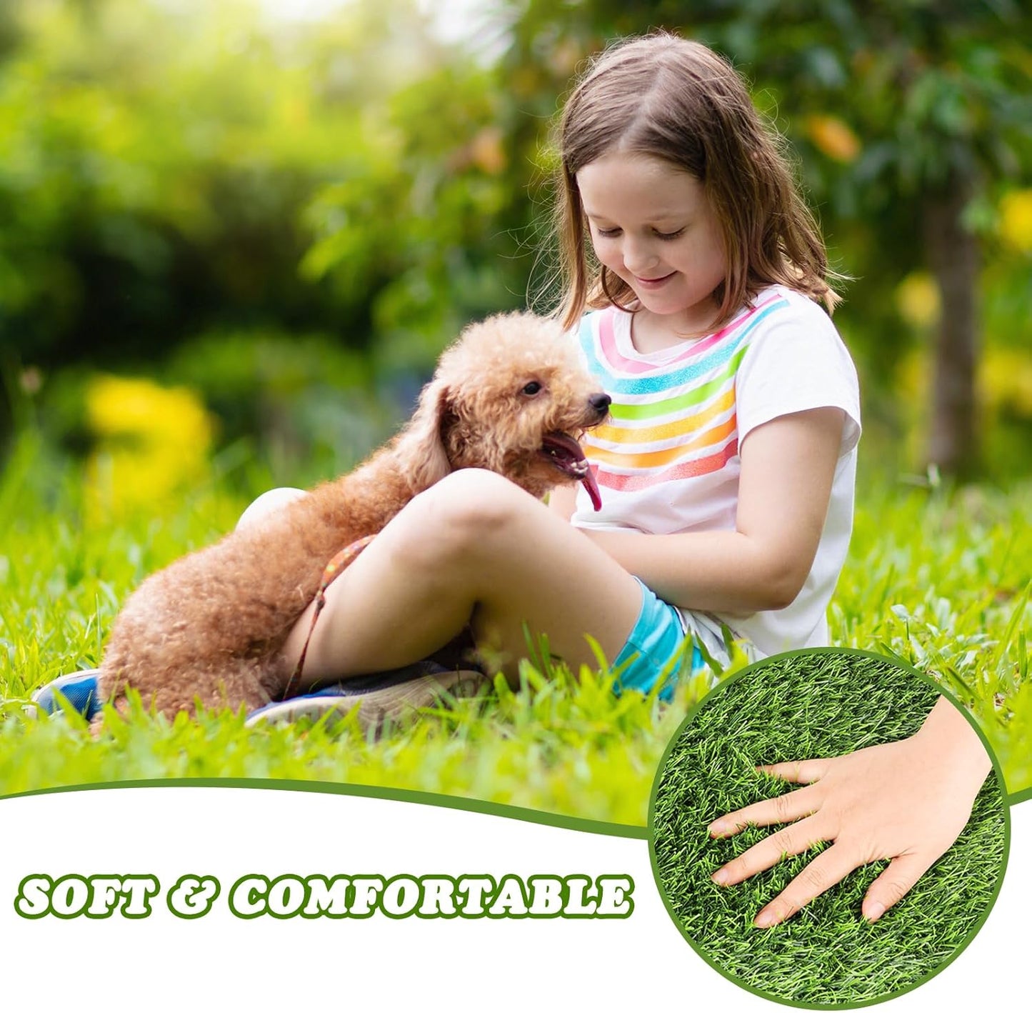 Artificial Grass Mat, Dog Grass Pee Pads, Fake Grass Pad for Pets Potty Training, Soft Grass Rug, Grass Doormat with Drainage Holes, Pet Turf for Indoor Outdoor Use, Washable(15.7''*31.5'')