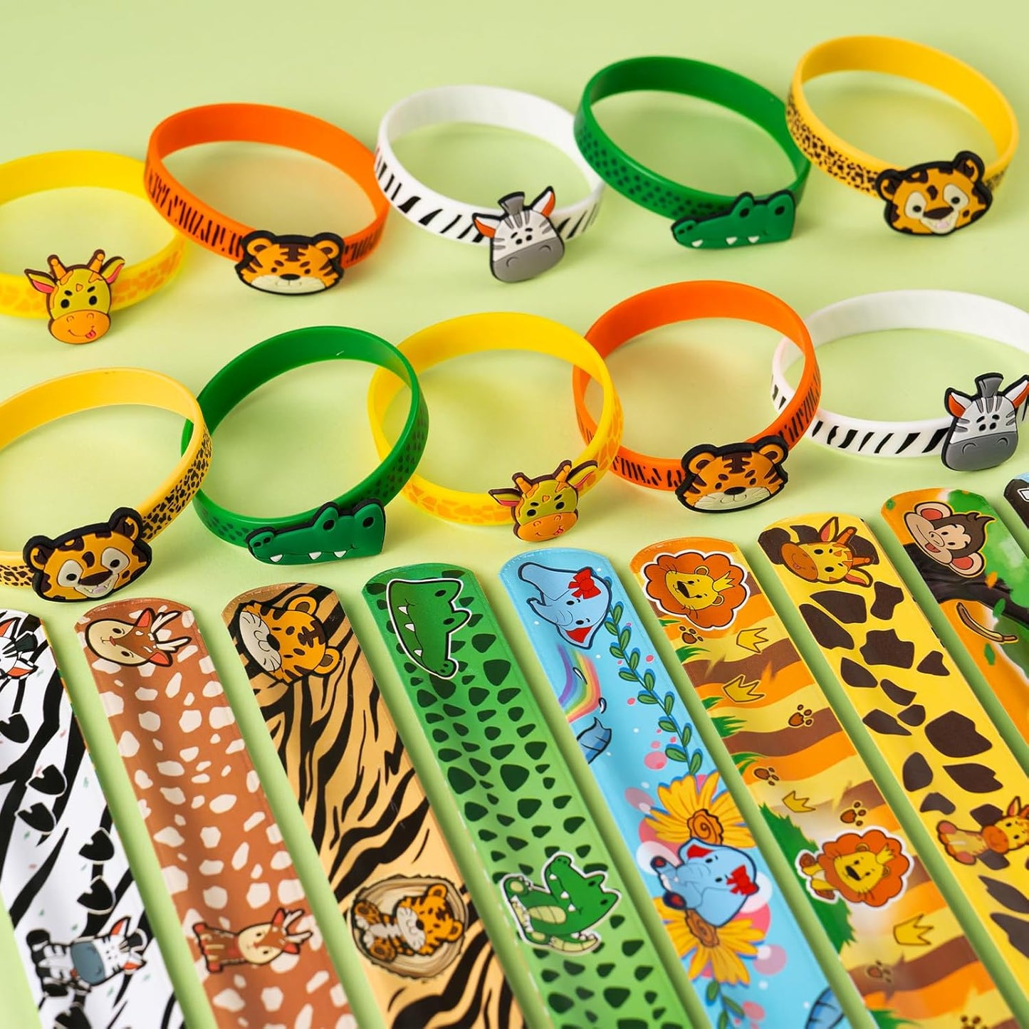 Jungle Safari Party Favors 30 Pcs Wild Animals Slap Bracelets and Rubber Wristband for Kids Birthday Gifts, Wild Theme Party favors for Kids Birthday Party Jungle Safari Party Supplies