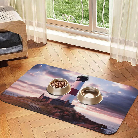 Beauty Lighthouse Pet Feeding Mat 40x60cm Absorbent Leather Dog Cat Food Mats Non-Slip Dog Bowl Mats for Food and Water, Quick Dry Pets Placemats for Cats and Dogs Water Bowl