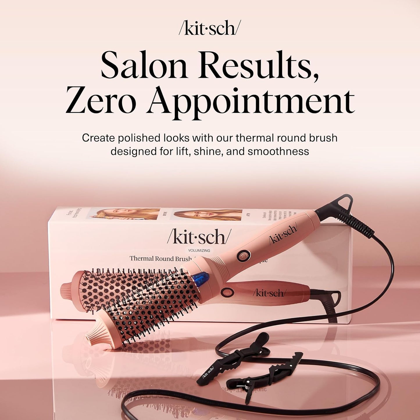 Kitsch Thermal Round Brush – Heated Round Brush For Blowout Look – 1.5”/38 mm Ceramic Barrel, Blow Out Brushes Tool For Volume & Shine for All Hair Types, Frizz-Reducing Ceramic Tourmaline, Terracotta