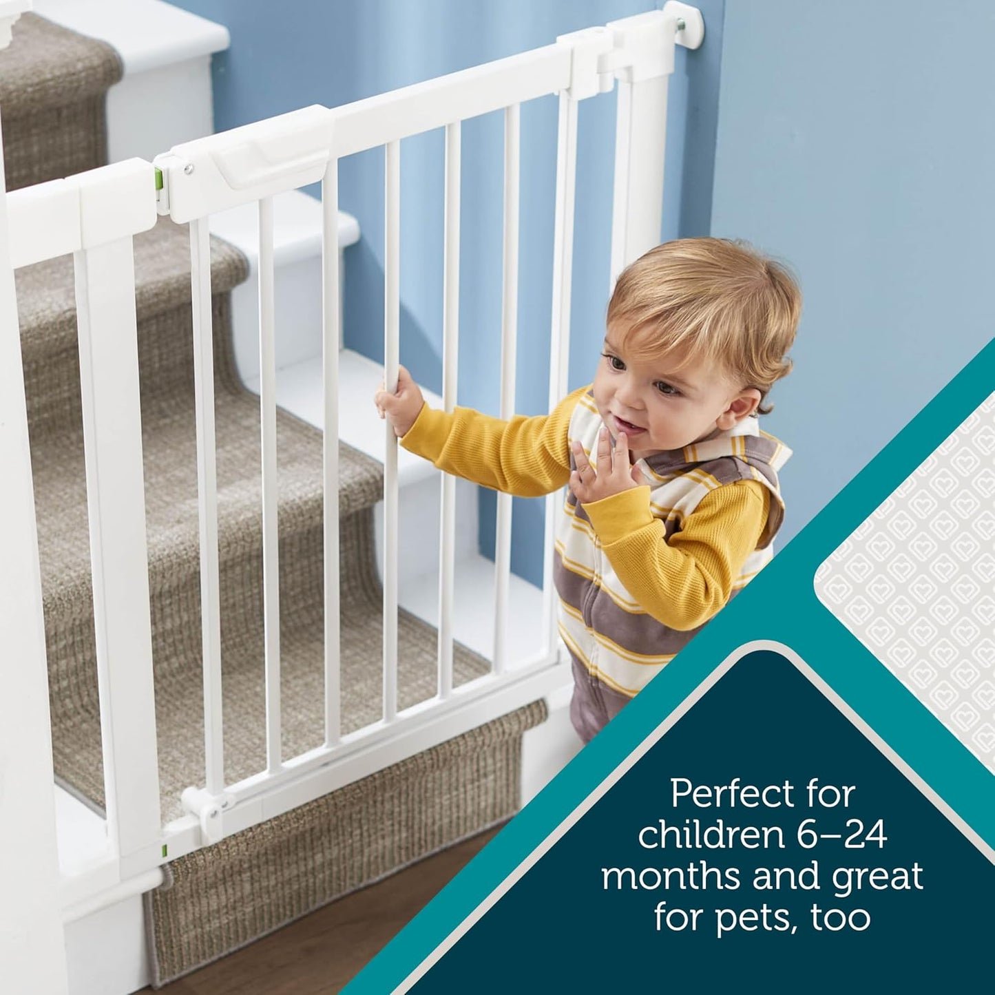 Safety 1st Pressure Mounted Baby Gates for Doorways with SecureTech, Baby Gate with Door, Pet-Friendly Design, No Drilling, 29-38"
