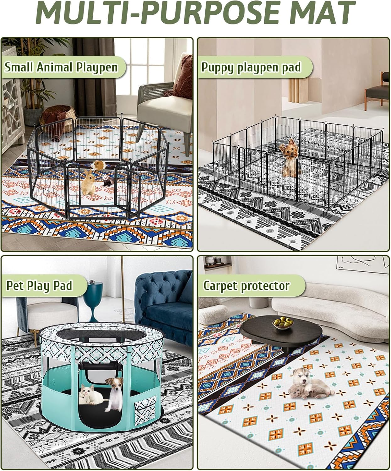 BNOSDM 79" X 55" Washable Bunny Cage Liners Large Rug for Rabbits Large Non Slip Pad for Bunnies, Rabbit Playpen Mat for Chinchillas Cats Guinea Pigs Ferrets Dogs