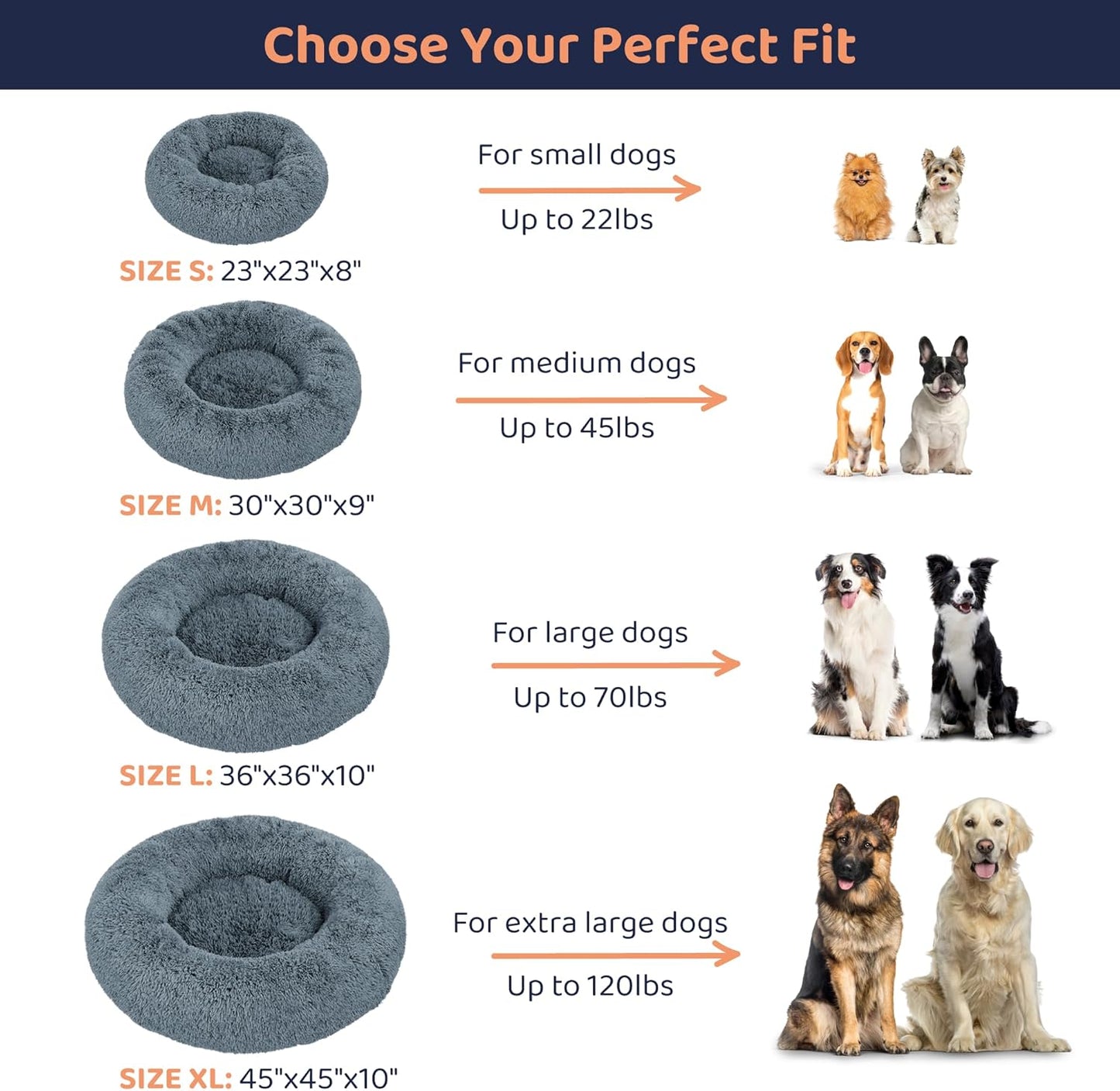 Donut Dog Bed - Premium Comfort for Anxiety Relief - Fluffy & Calming Design with Ultra-Plush Support | Cozy Round Dog Bed with Super Soft Circle Style (Dark Grey, Medium)