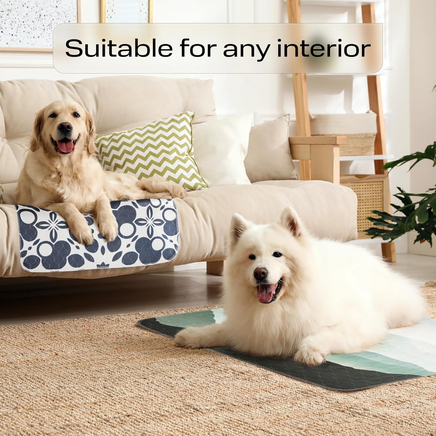 PetSpy Washable Pee Pads for Dogs - Waterproof Reusable Puppy Pads No-Slip Surface - Stylish Dog Potty Training Pads Protect Against Leakage (Landscape, 1 Pack - 72" x 72")