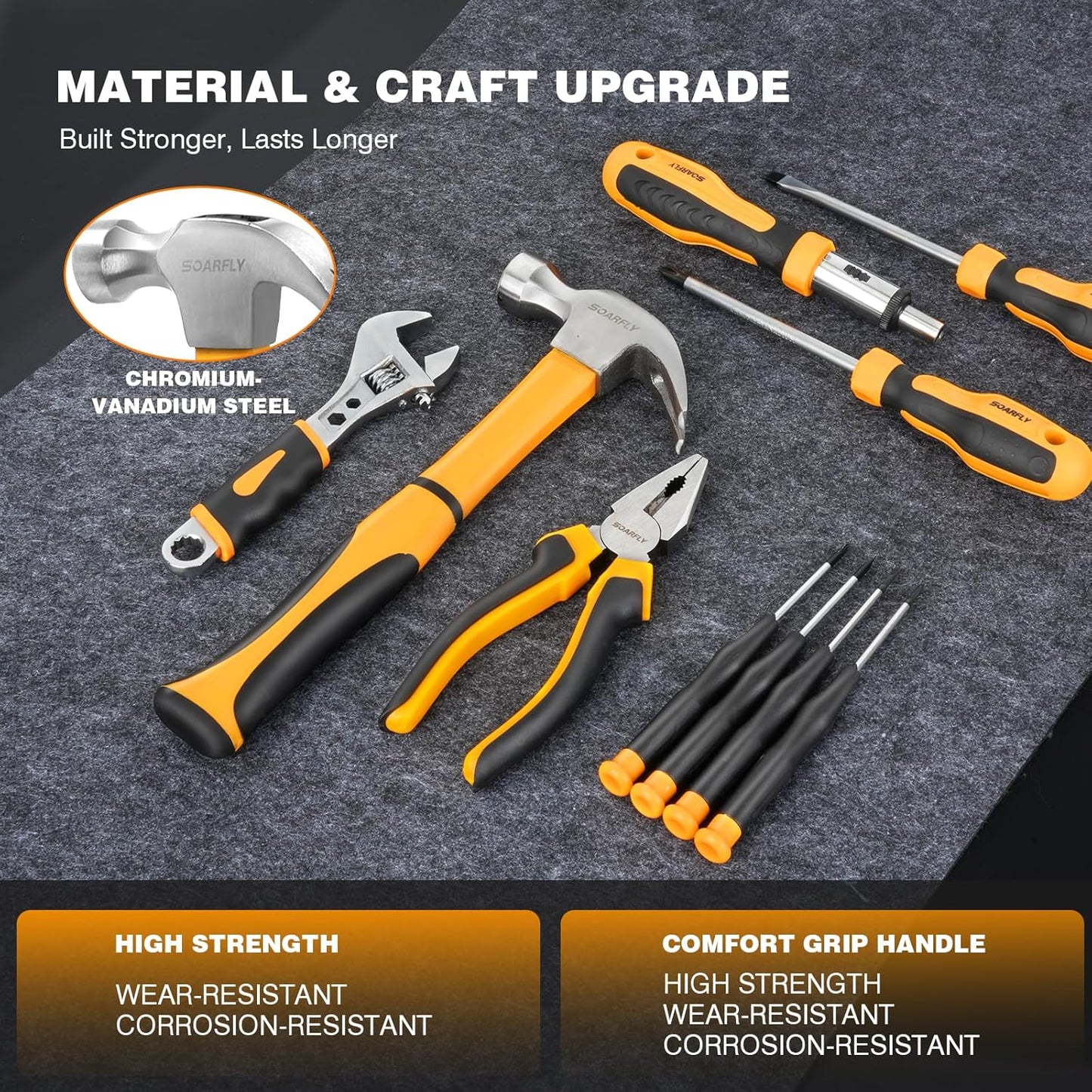 Upgradd 180 Piece Tool Set - Tool Box with 8V Cordless Drill, Hand Drill Set for Men & Women, Home Tool Kit with Hand Tools for House Repair, DIYers, Homeowners & Handymen