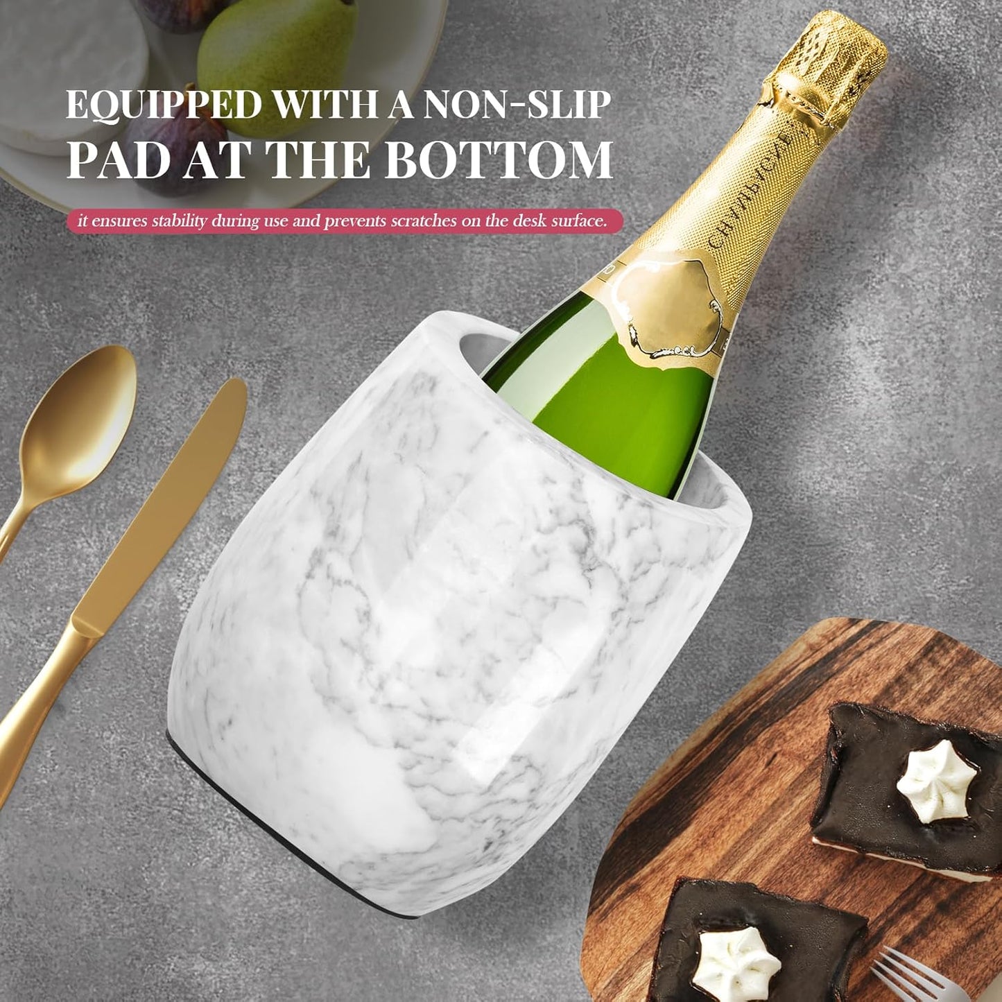 ZORMY Premium Marble Wine Chiller Bucket, Wine and Champagne Cooler, Wine Bottle Ice Chiller, 750ml Bottle Cooler, Home Bar & Kitchen Decor, Ideal Gift for Wine Lovers