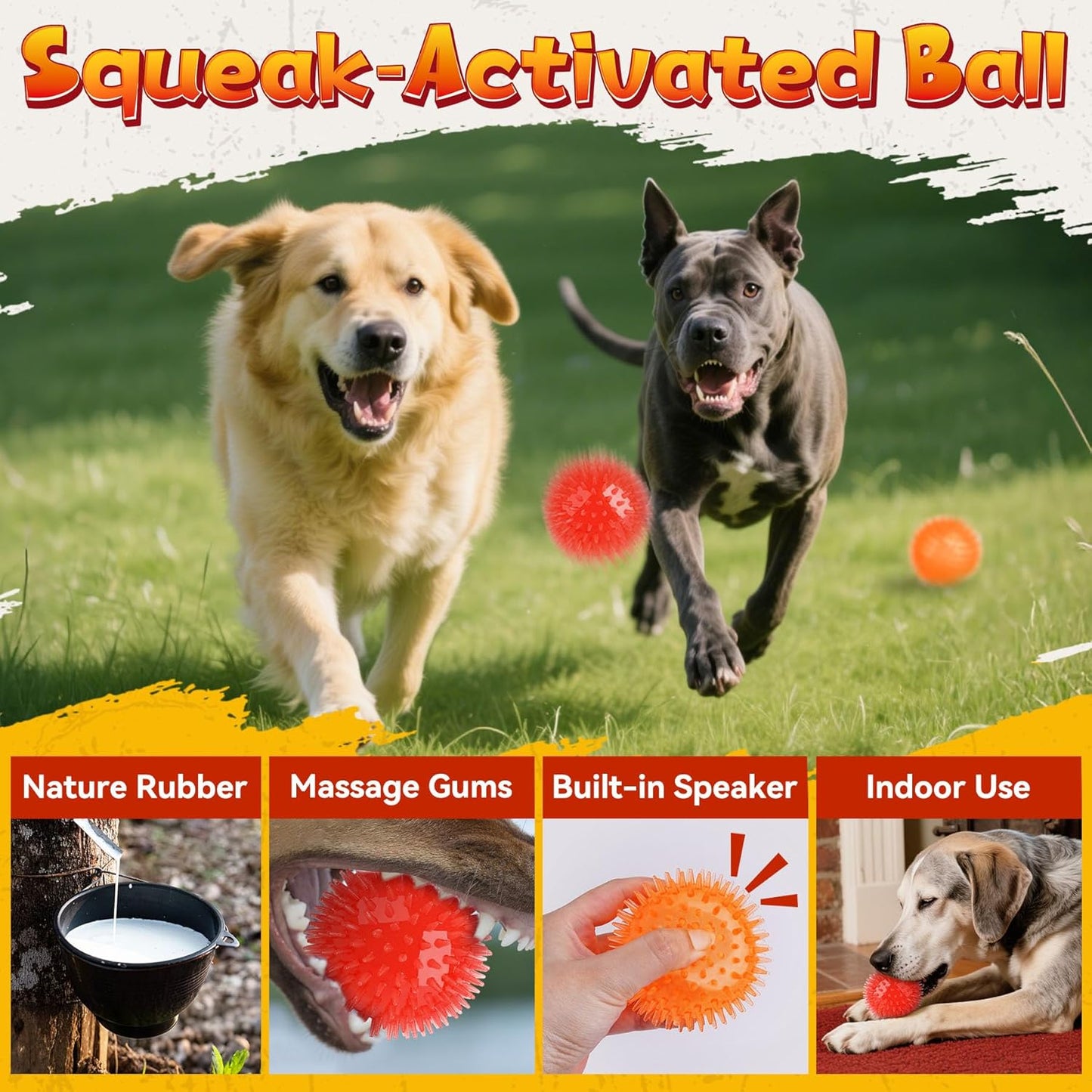KIPRITII Long-Lasting Heavy Dog Chew Toys for Aggressive Chewers – 6 Pack Tough Dog Toys Include Indestructible Chew Bone, Interactive Tug Toys & Squeaky Balls, Ideal for Medium & Large Breeds Dogs