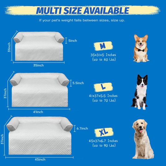 Cooling Dog Bed, Washable Cooling Mat for Large Dogs with Removable Cover, Self Cooling Couch Cover for Dog, Non-Slip Dog Couch Bed, 35x31 Inch, Grey
