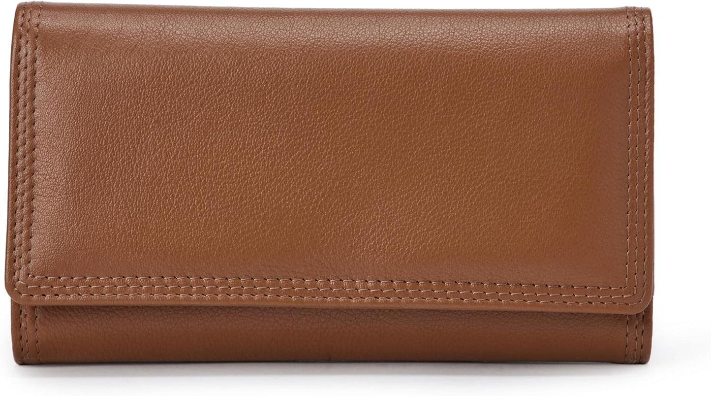 Amazon Essentials Women's Long Flap Continental Leather