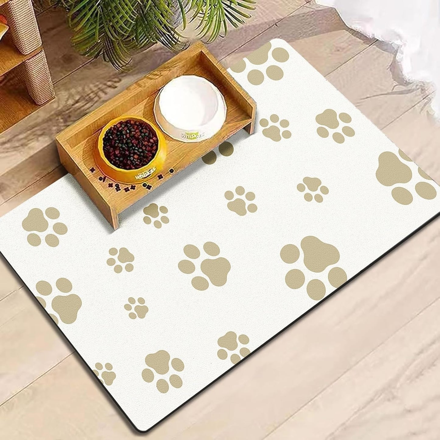 Pet Feeding Mat Dog Cat Food Mat Absorbent No Stains Quick Dry Rubber Bottom Anti-Slip Water Bowl Mats Easy to Clean for Indoor Pet Placemats Water Dispenser Mat