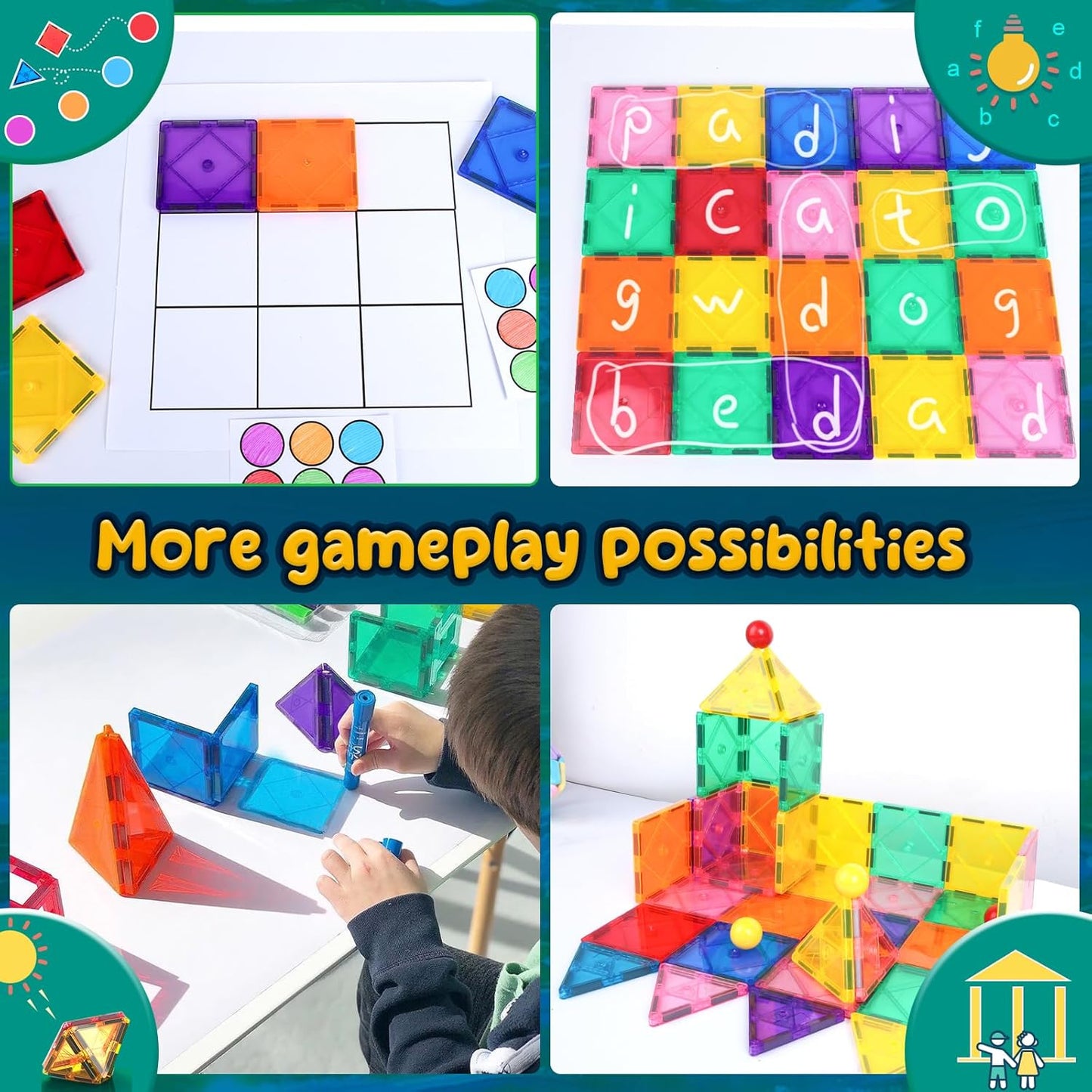 Magnetic Tiles Toddler Toys Magnetic Building Blocks for Kids Ages 3-12 STEM Educational Toys for Girls & Boys Sensory Toys for Kids with Autism Classroom Must Haves Easter Basket Stuffers for Toddler