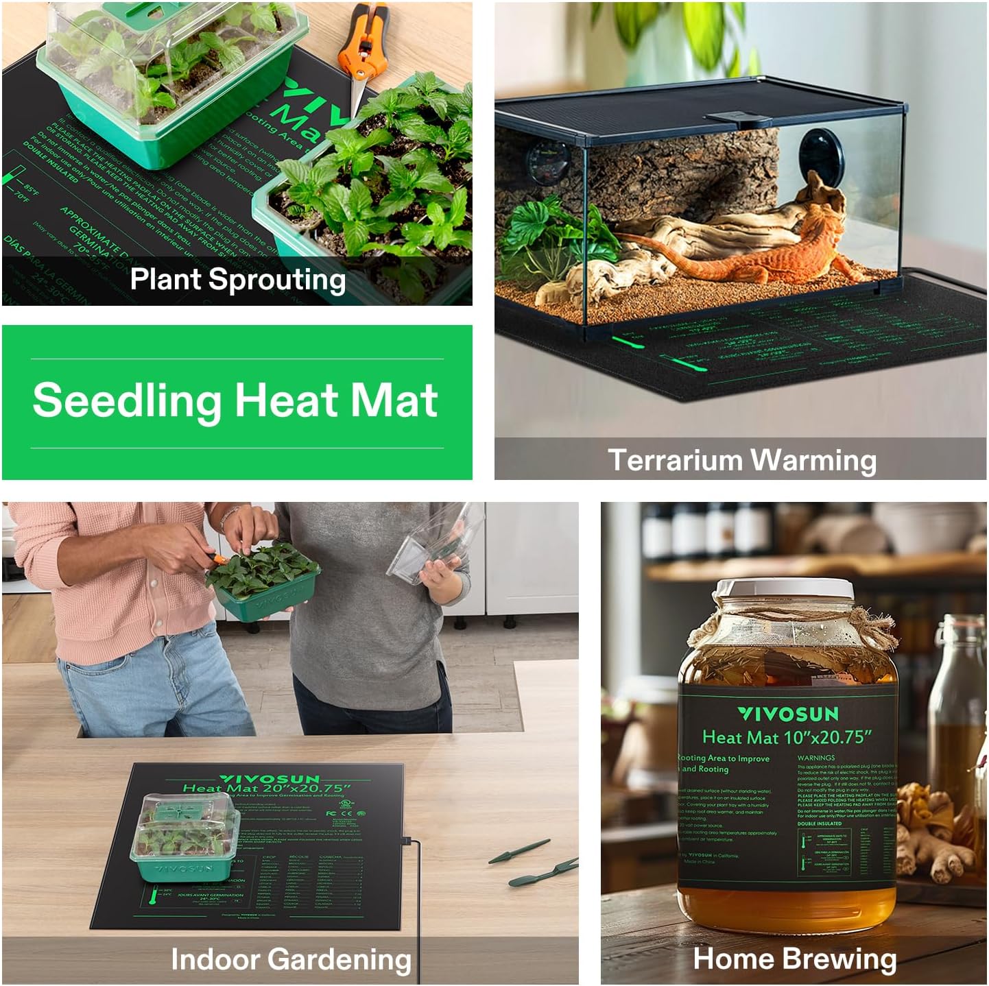VIVOSUN 20" x 20.75" Seedling Heat Mat and Digital Thermostat Combo Set, UL & MET-Certified Warm Hydroponic Heating Pad for Germination, Indoor Gardening, Greenhouse