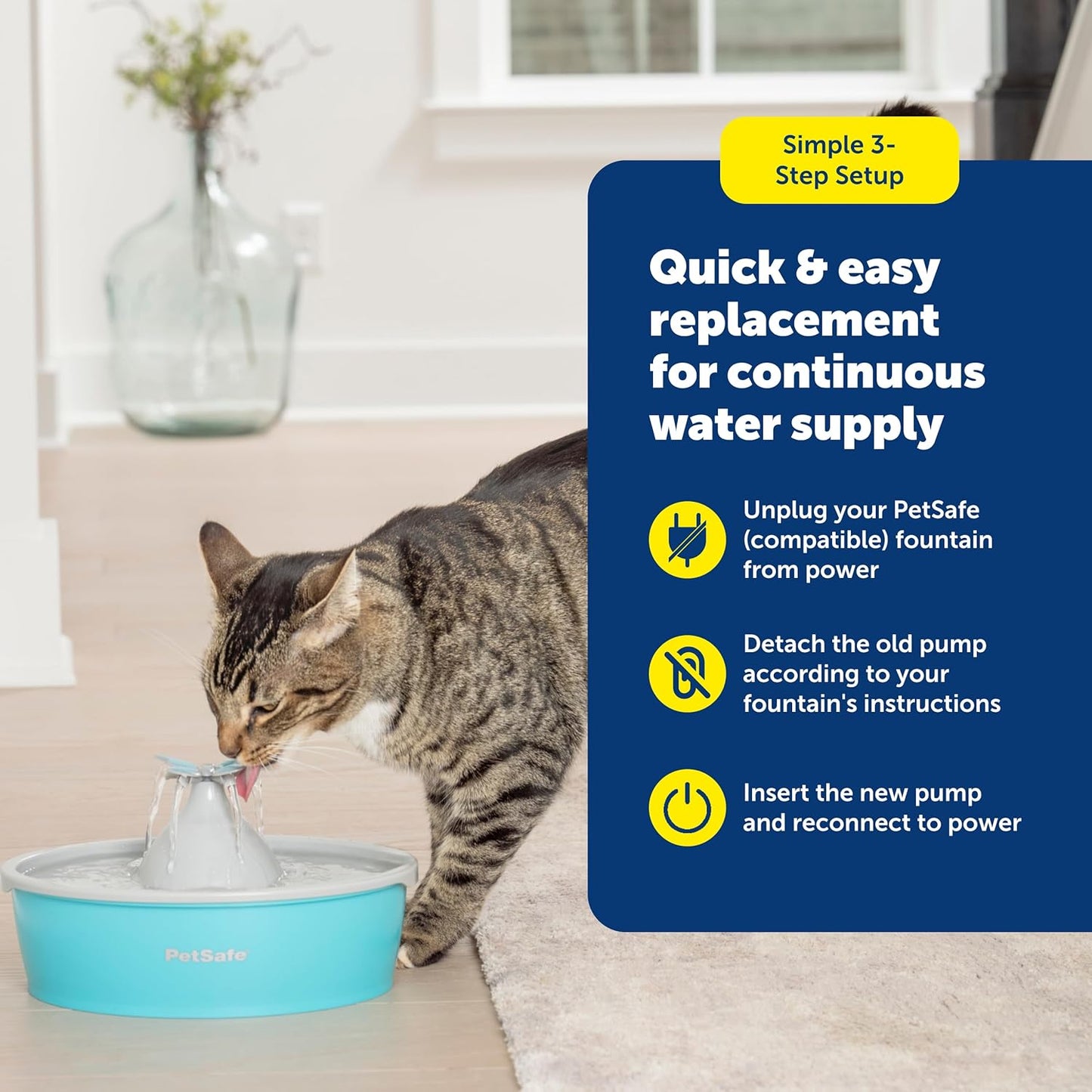 PetSafe Drinkwell Replacement Pump - Reliable OEM Replacement - Drinkwell Pump Accessory - Includes Power Adaptor - Silent Operation for a Calm Pet Environment - Easy to Clean