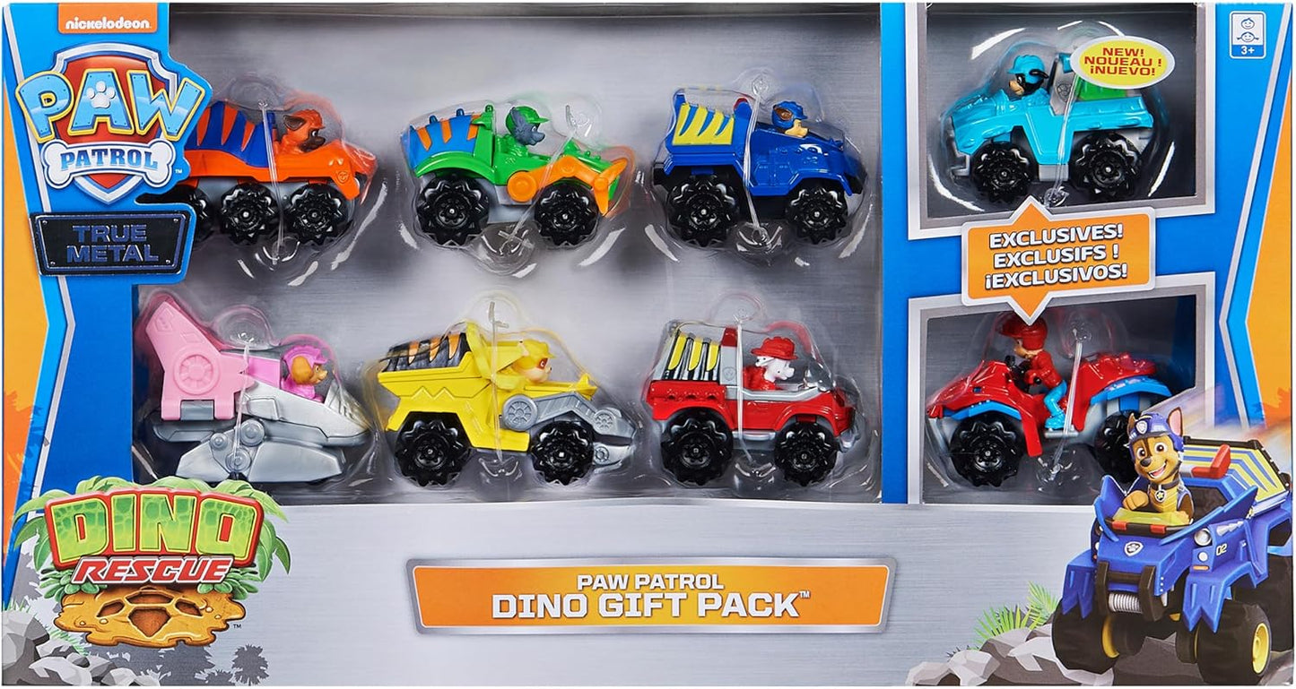 Paw Patrol, True Metal Dino Rescue Gift Pack of 8 Collectible Die-Cast Vehicles, 1:55 Scale