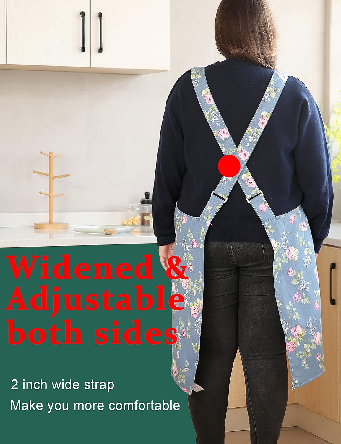 Big Plus Size Aprons for Women with Pockets Cotton Linen Baking Kitchen Cooking