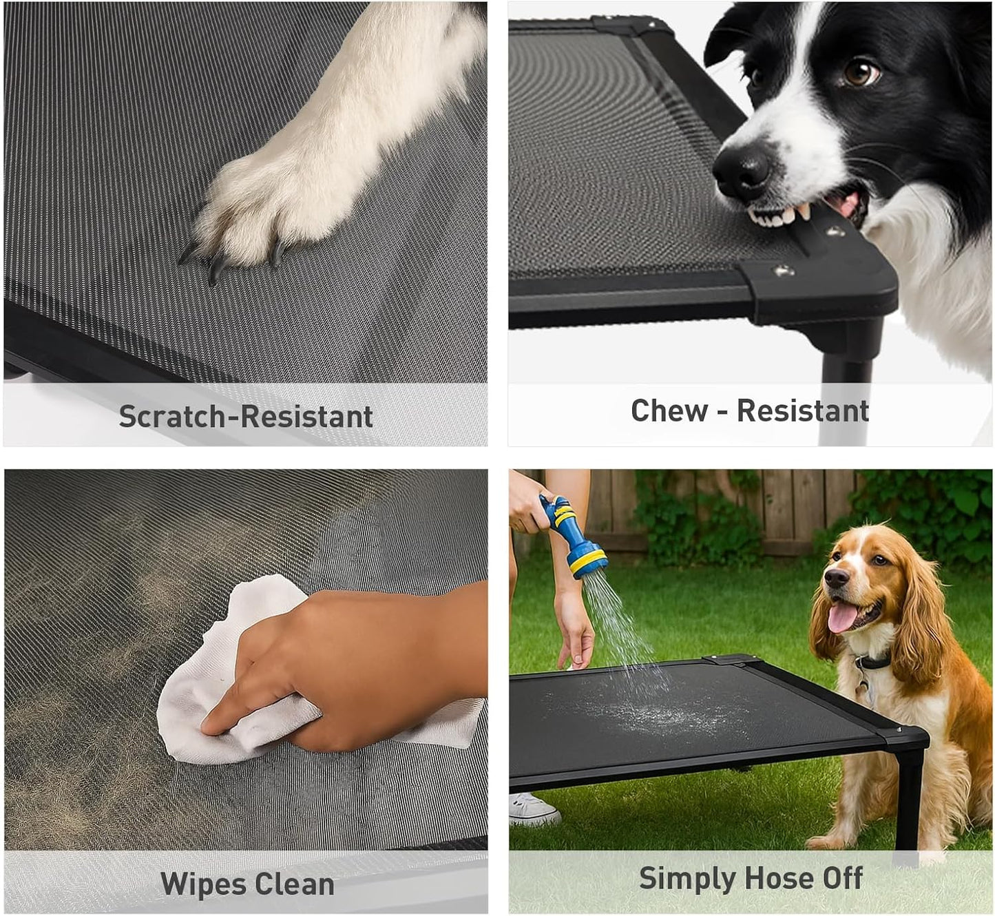 Sytopia 42'' Outdoor Elevated Dog Bed for Large Dogs, Chew-Proof Pet Camping Raised Cot with Breathable Mesh - Durable Frame, Cooling Hammock Bed, Non-Slip Feet, Waterproof, Easy Clean