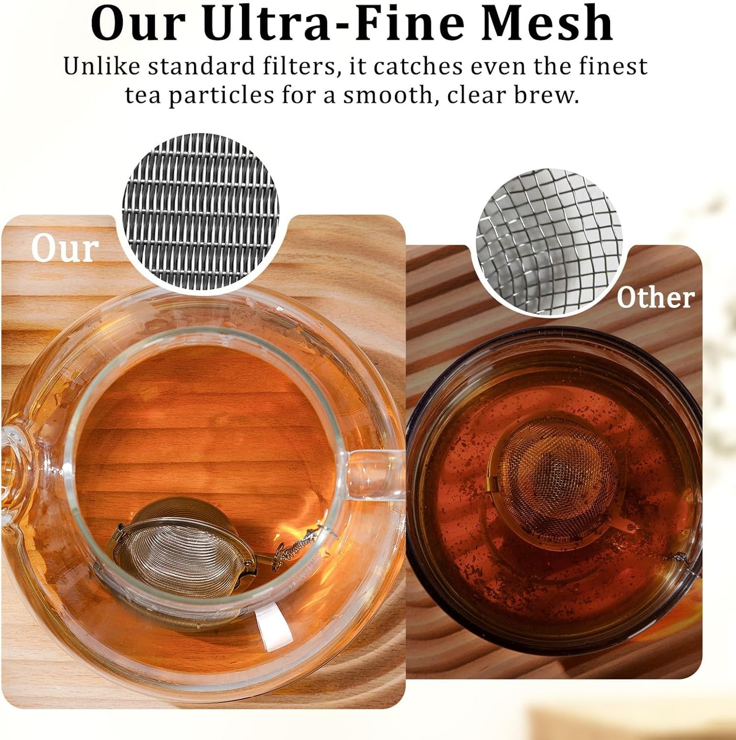 304 Stainless Steel Tea Strainers for Loose Tea Infuser Ball, Extra-Fine Mesh Tea Ball, Tea Holder Loose Leaf Tea Steeper, Tea Diffuser for Rooibos, Black Tea, Herbal & Spices (Small x 2)