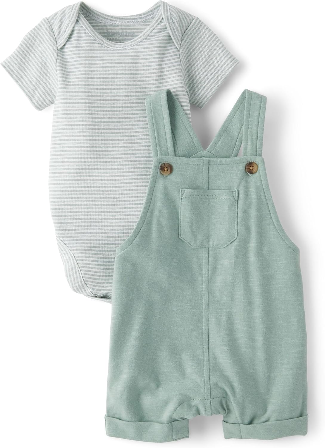 The Children's Place Baby Boys' And Newborn Short Sleeve Bodysuit and Overalls 2 Piece Playwear Set