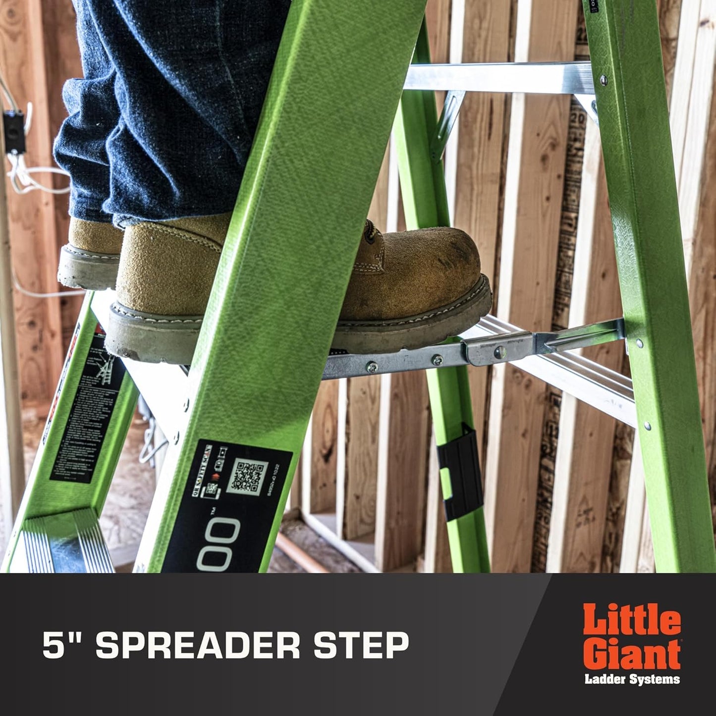 Little Giant A-Force300 4 Ft Ladder with 5in Spreader Step, Lightweight Non-Conductive Fiberglass Step Ladder with Slip-Resistant Feet, 300 Lbs. Capacity Type IA Extra Heavy Duty A-Frame Stepladder