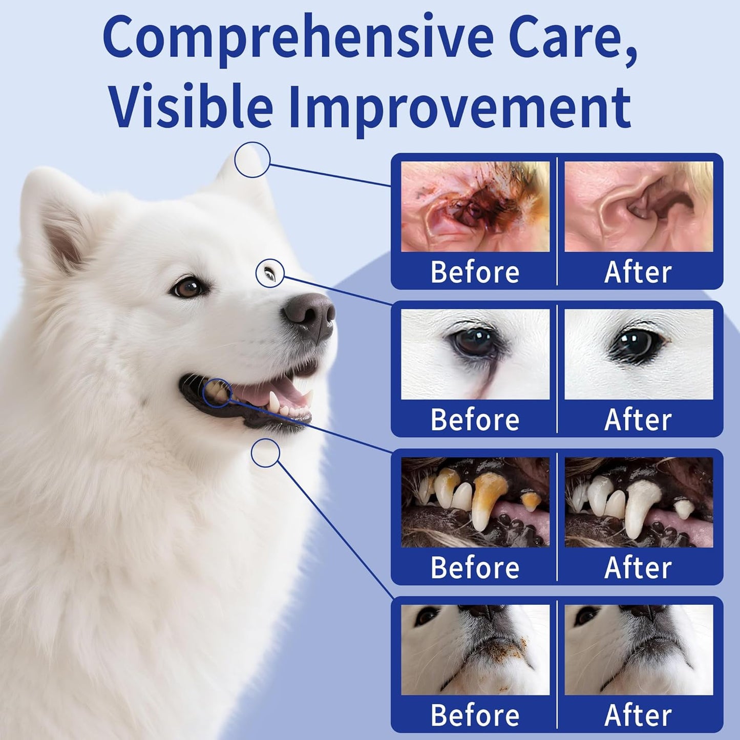Cleaning Finger Wipes for Dogs and Cats, 4 in 1 Pet Finger Wipes, Cleaning, Soothing, Decodorizing Teeth, Ears, Eyes, Chin, Removes Dirt and Odors, Non Irritating, 50 Pcs (1 Count)