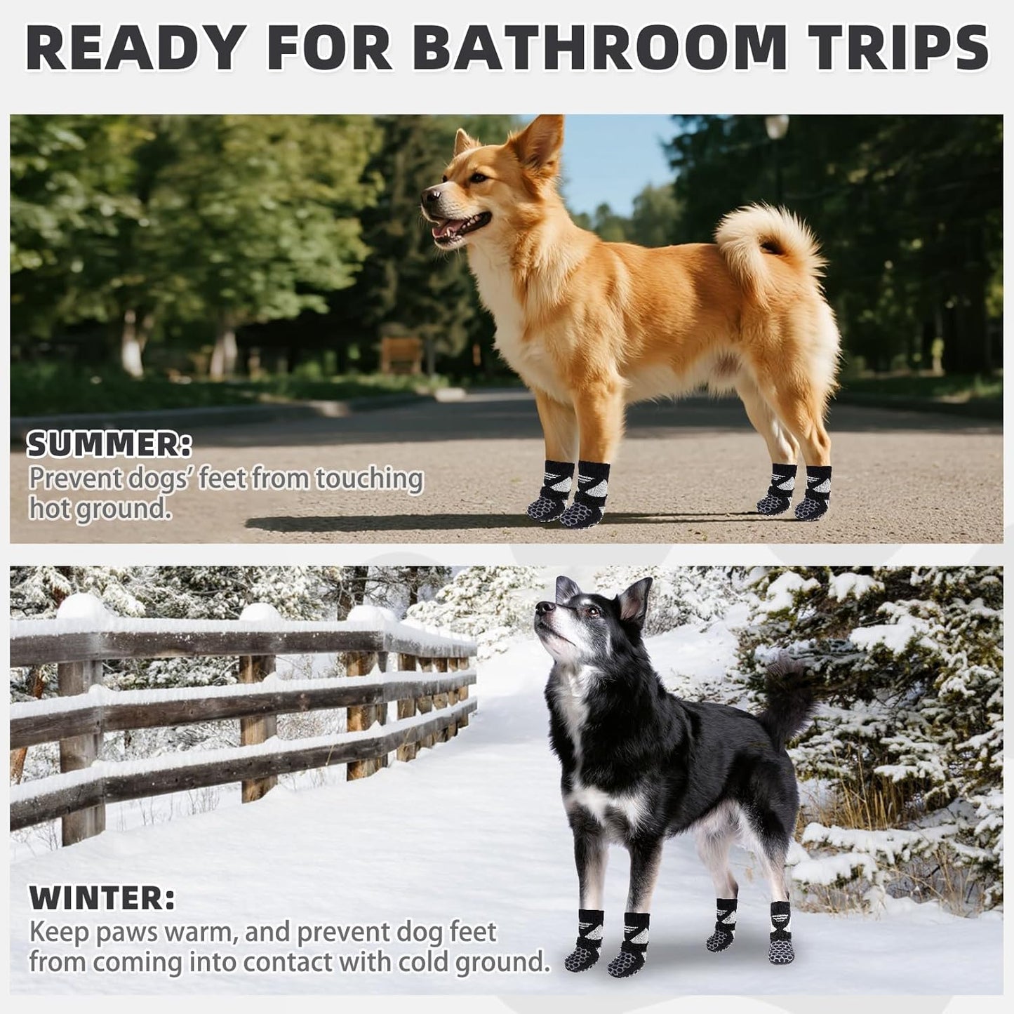 KOOLTAIL Dog Socks Shoes for Hot Pavement, Breathable & Warm Winter Dog Booties to Prevent Licking Paws for Small Medium Large Senior Dogs,Non Slip Grippy Pet Boots & Paw Protectors for Hardwood Floor