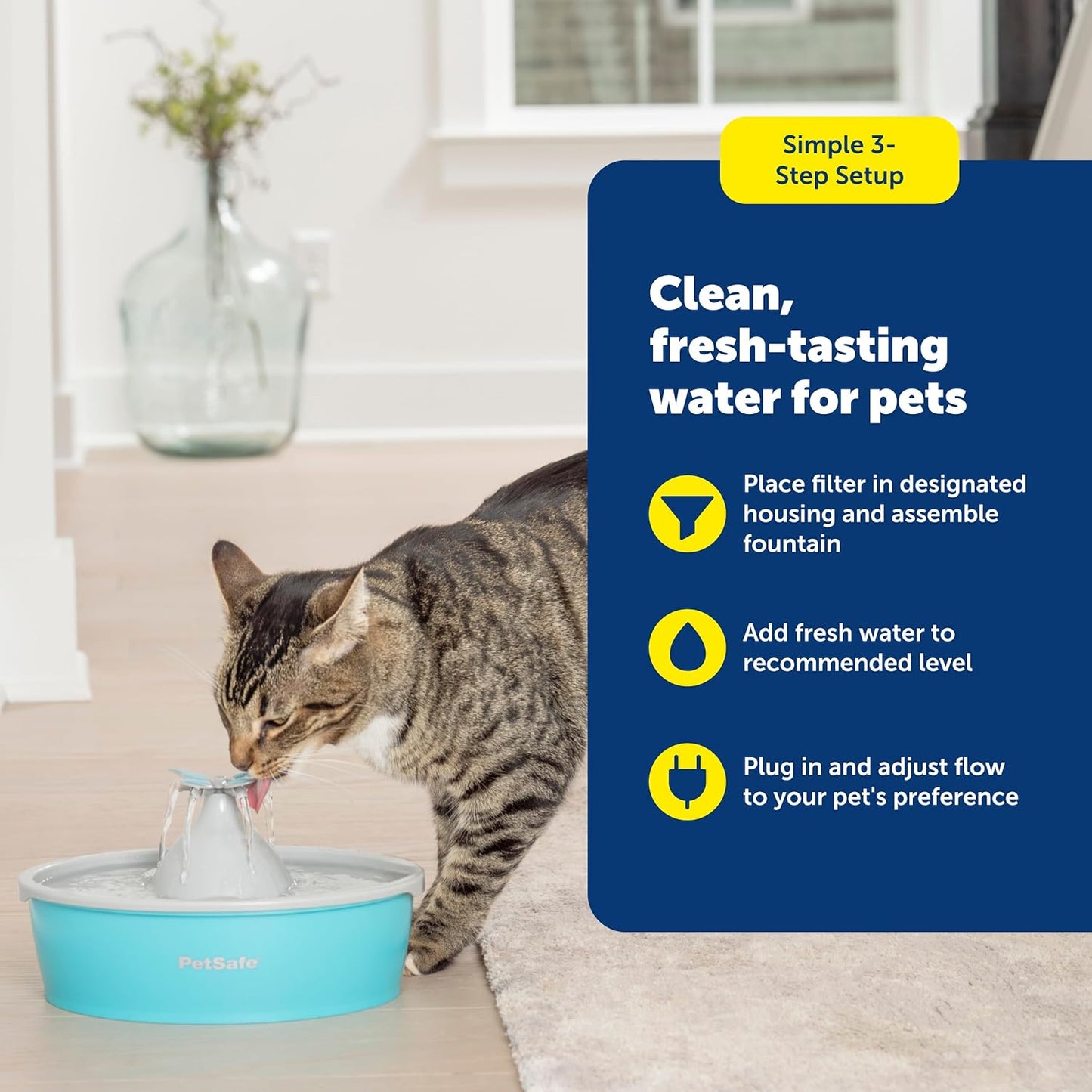 PetSafe Butterfly Cat Water Fountain with Pump & Filters - Cute Water Dispenser with 50 oz Capacity - Pump & Filters Keep Water Clean & Fresh - Filter Contains 2X More Carbon Than Other Brands