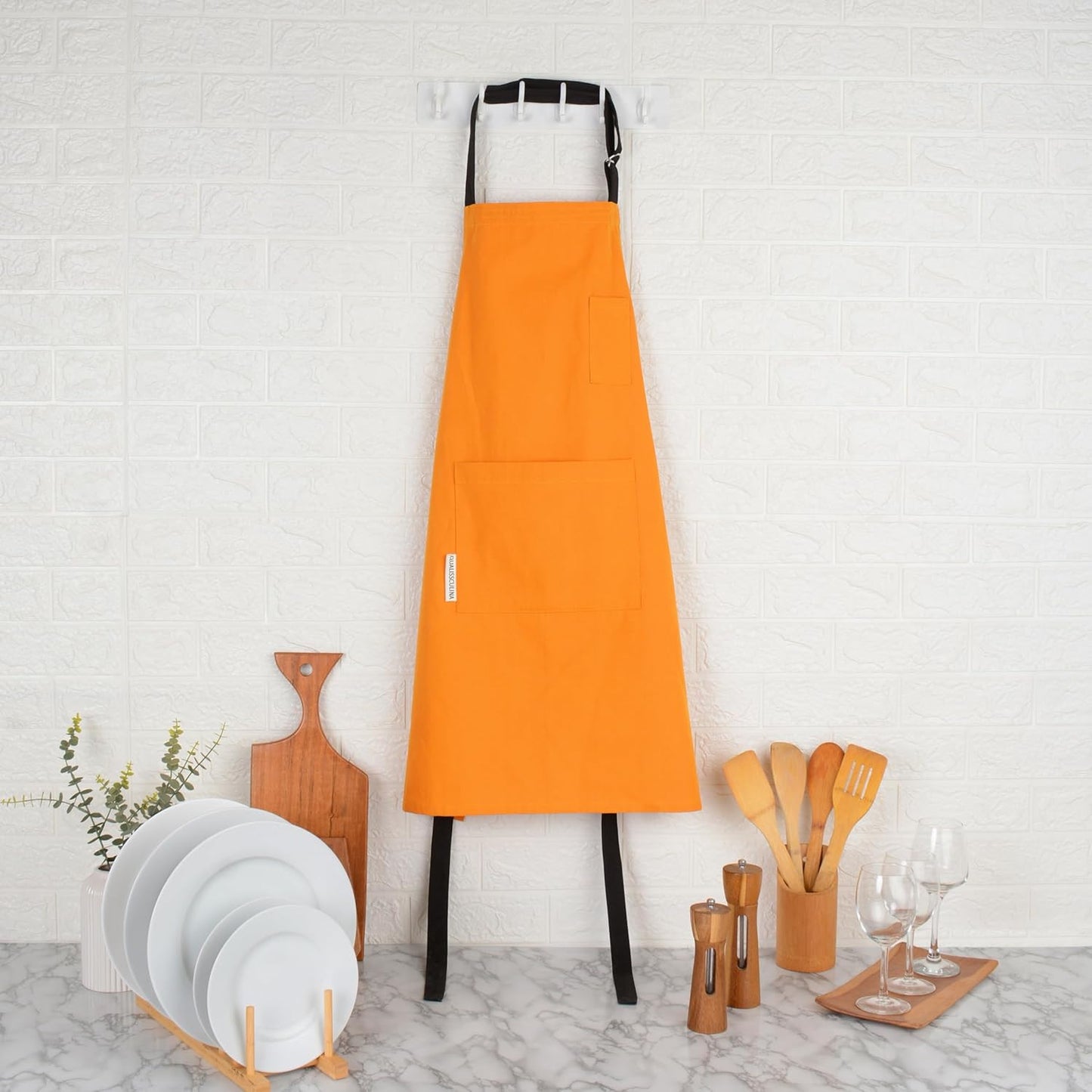 Cotton Canvas Apron for Women & Men – Adjustable Neck Strap & Waist Ties with Pockets