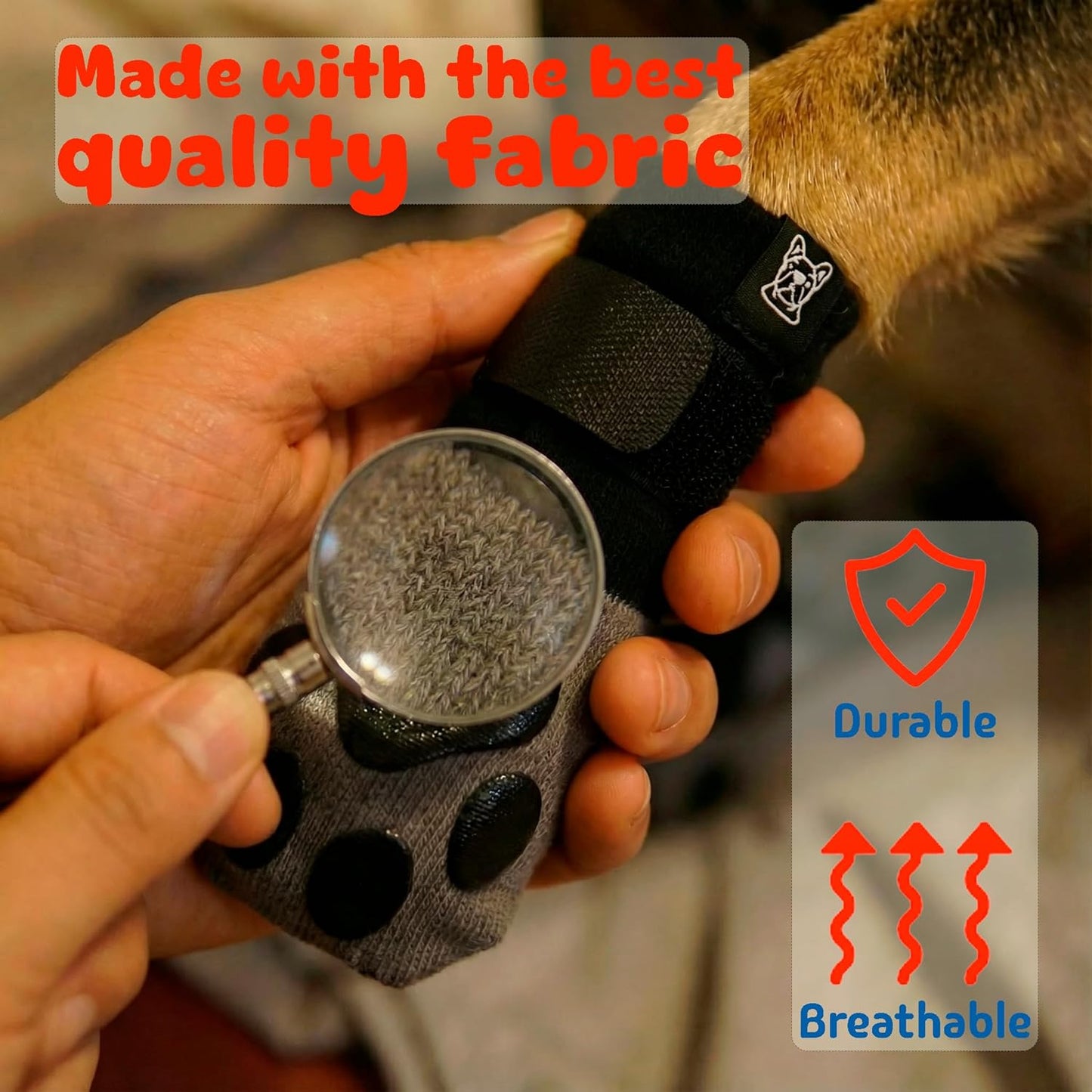 Dog Shoes, Booties, Boots & paw Protectors, Small, Medium and Large Size Dogs. Puppy Shoes for Summer hot Pavement, Snow, rain and Hiking. Anti-Slip Dog Socks for Hardwood Floors, no Lick (M)