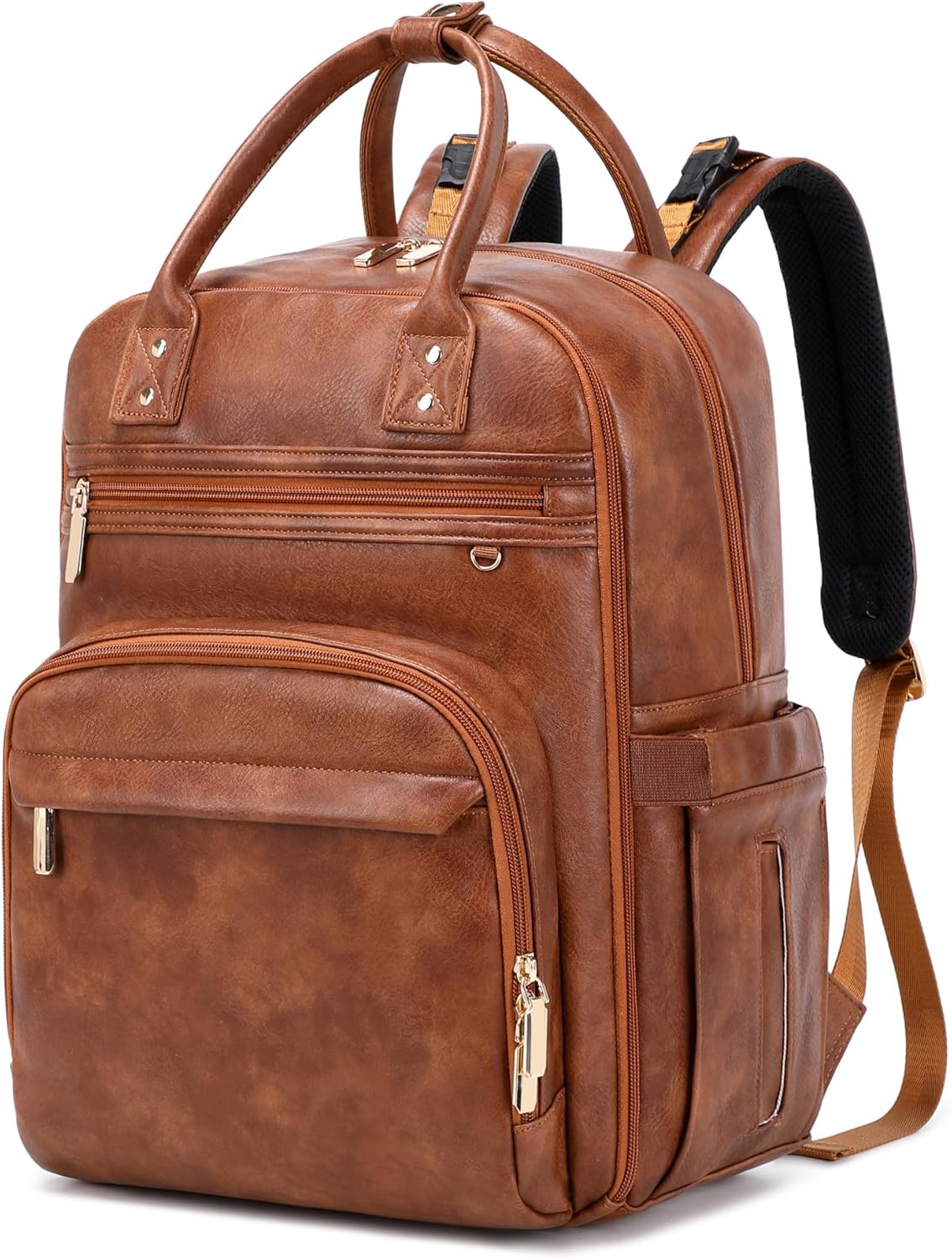 18 Pockets Large Diaper Bag Backpack with 4 Insulated Pockets and Stroller Clips, Baby Shower Essentials (Brown, Large)