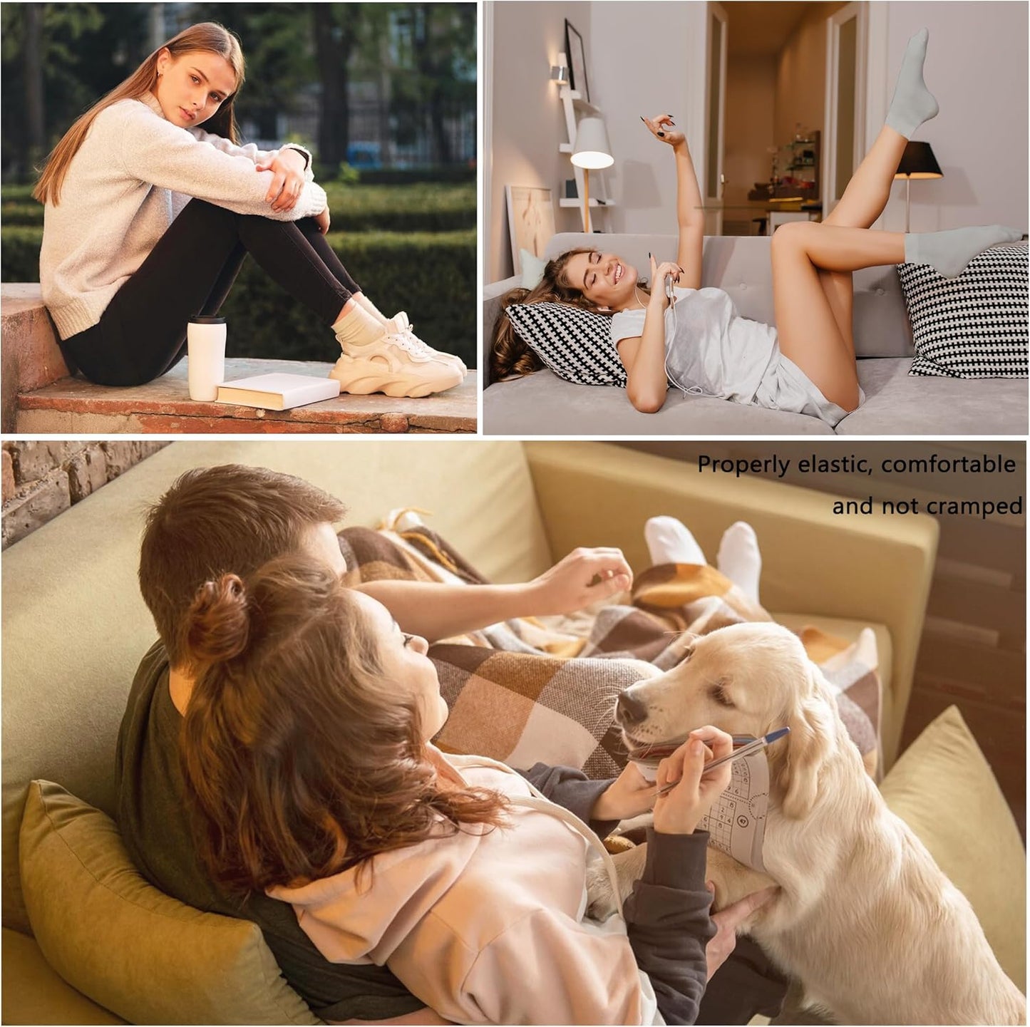 Womens Thin Cotton Socks Soft Socks for Women Above Ankle Breathable Crew Socks 6 Pack