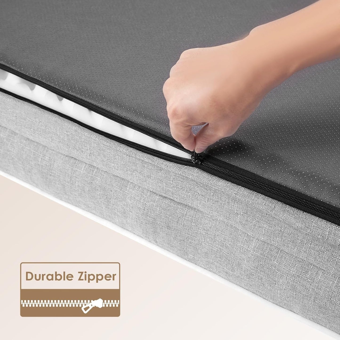 EHEYCIGA Dog Bed Cover Replacement for Extra Large Dog Bed, Waterproof Washable Removable Cover for Orthopedic Memory Foam Dog Sofa, Non-Slip Bottom, Grey, Cover Only