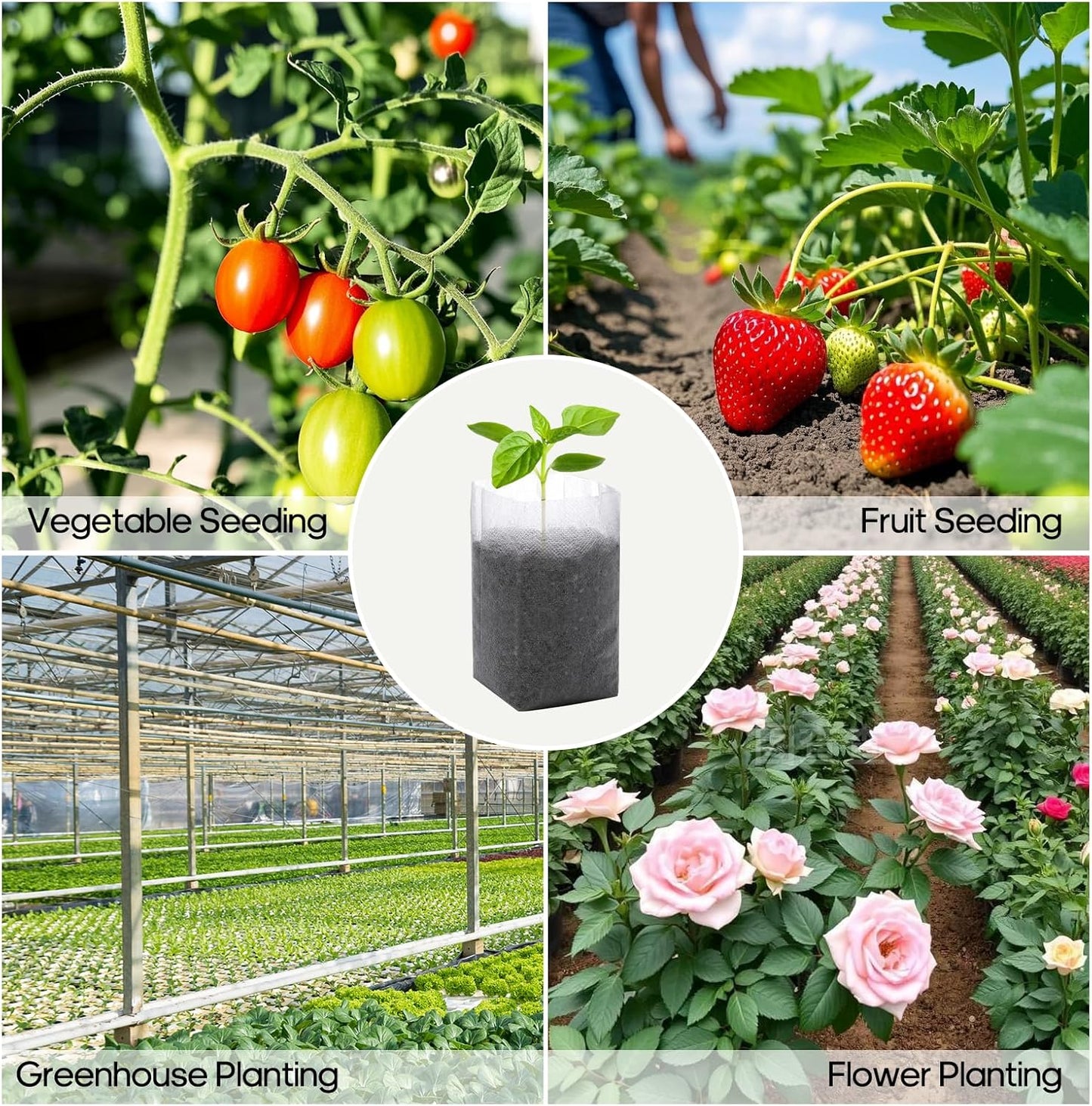 Plant Grow Bags 5.5"x6.3"200pcs Biodegradable Planting Bags Seed Starter Pots Non-Woven Seedling Nursery Pots Home Garden Supply for Vegetable Flower Fruit Tree
