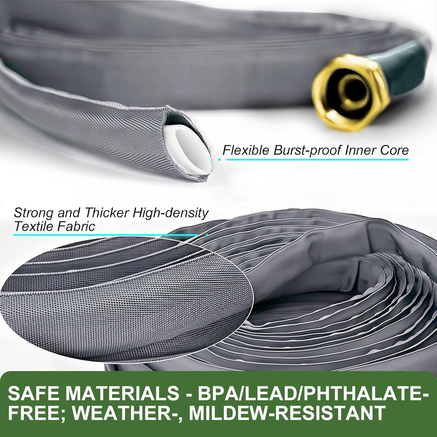 2025 Upgraded 50FT Non-Expanding Garden Hose, Ultra-Light & Flexible Water Hose - Burst-Resistant, Kink-Free, High-Pressure, All-Weather Use for Lawns, Gardens, and Outdoor Cleaning