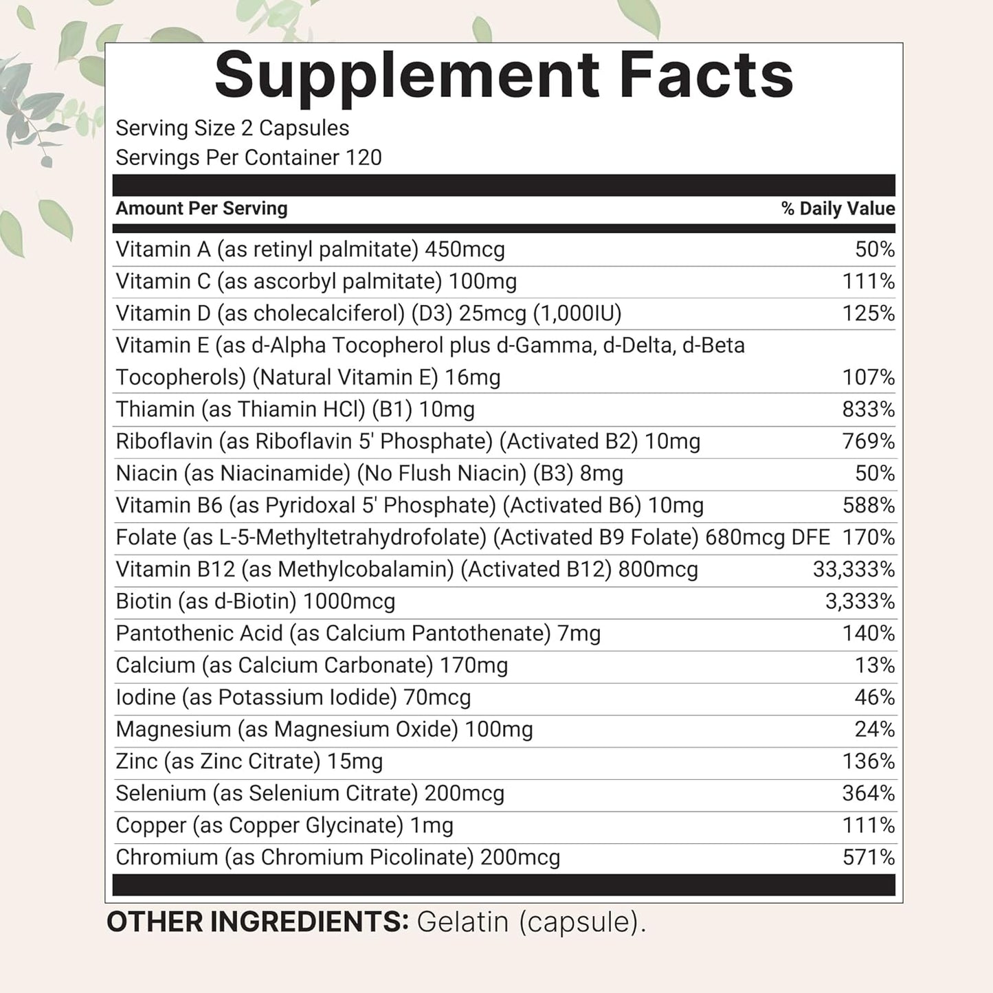Micro Ingredients Pure Methylated Multivitamin, 240 Capsules | 19-in-1 Formula with Vitamins C, D, B12, Folate, Magnesium, Zinc & More | Filler Free, Non-GMO