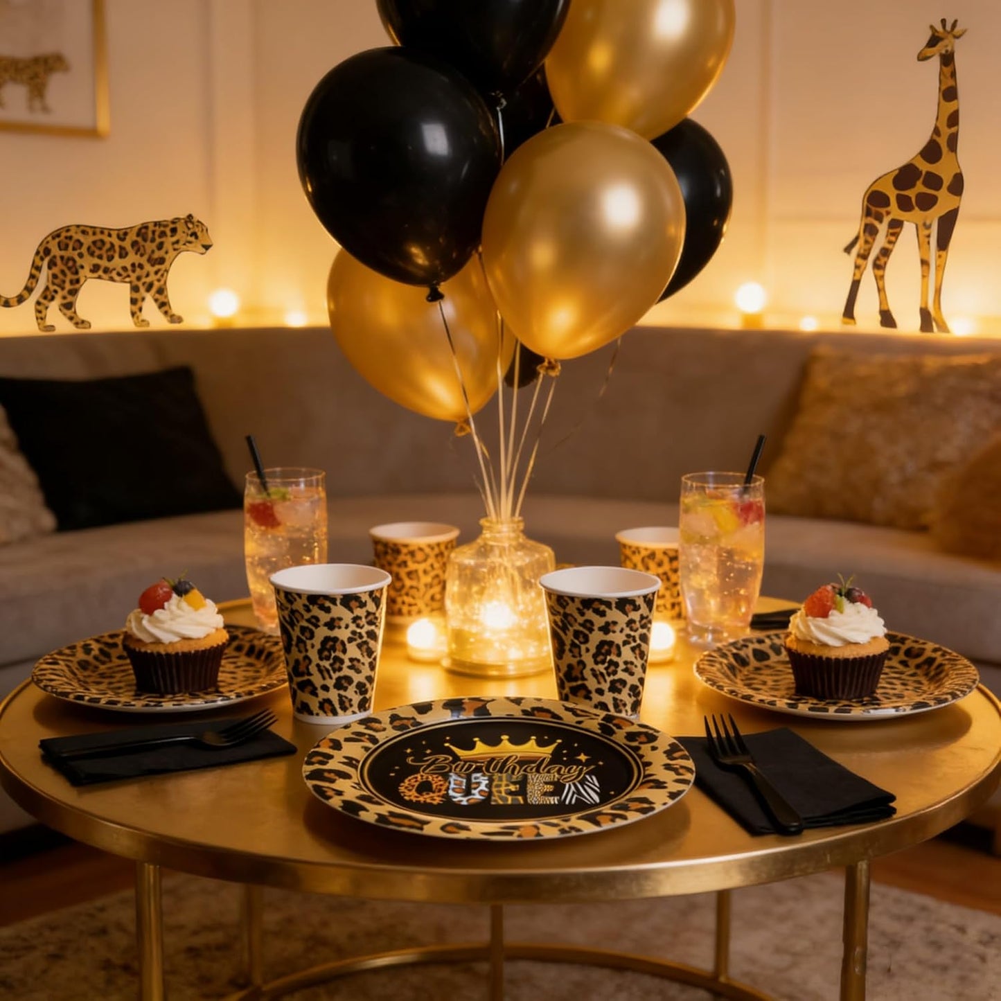 168pcs Leopard Print Party Supplies, Cheetah Print Party Tableware Set Leopard Plates Napkins Cups Cutlery for Wild Animal Leopard Theme Birthday Party Decorations | Serves 24