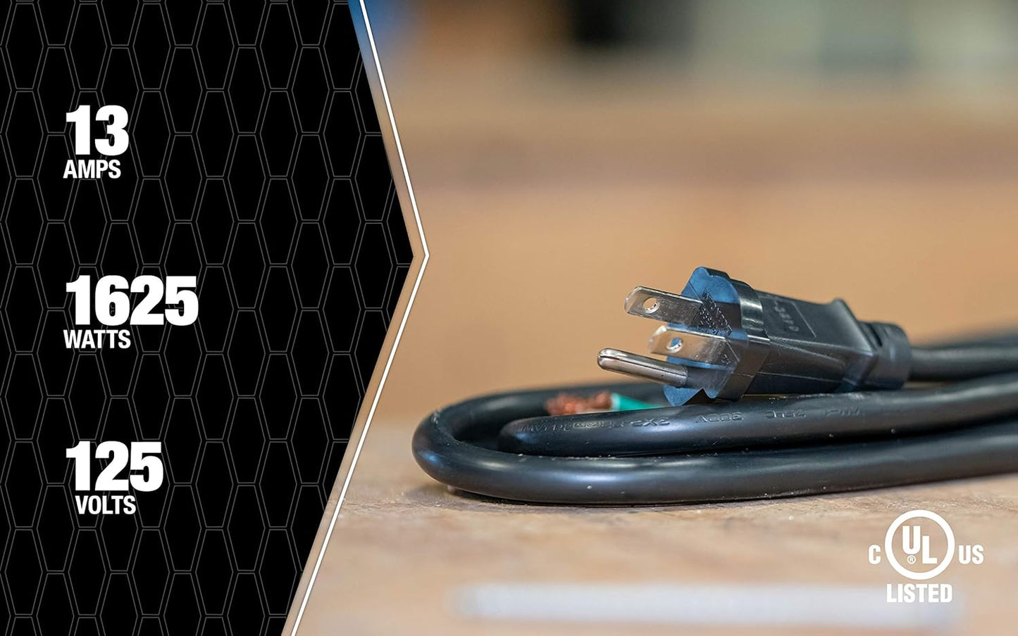 Southwire Replacement Power Supply Cord - Built for Indoor Tools & Appliances - Black Round SJTW Jacket - UL Certified - 125V Rated - 16/3 SJTW - 9 Foot Length
