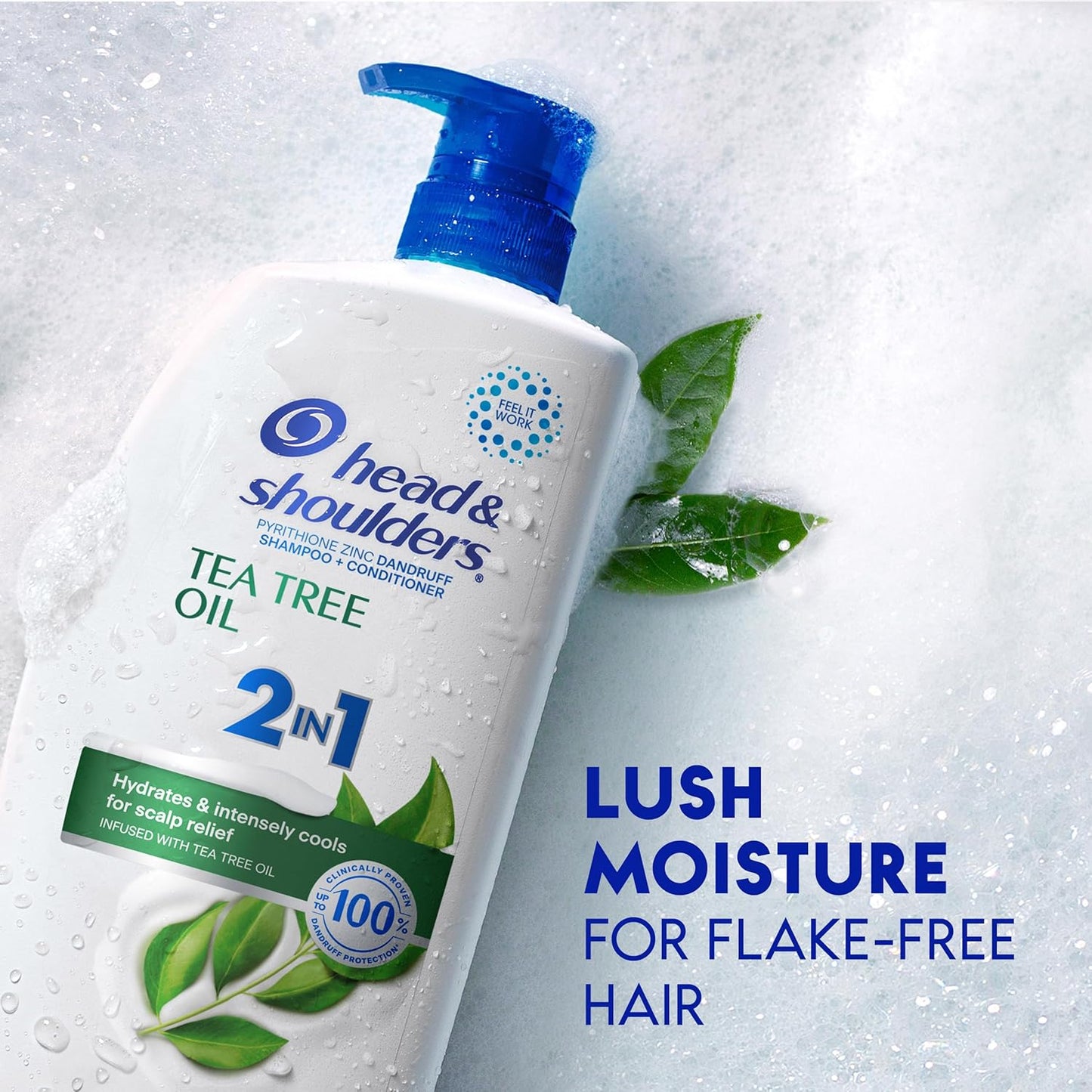 Head & Shoulders Anti-Dandruff Shampoo and Conditioner with 1% Pyrithione Zinc, Tea Tree Oil 2-in-1 Twin Pack, Tea Tree Shampoo with Cooling, Refreshed Scalp, 32.1 fl oz Each