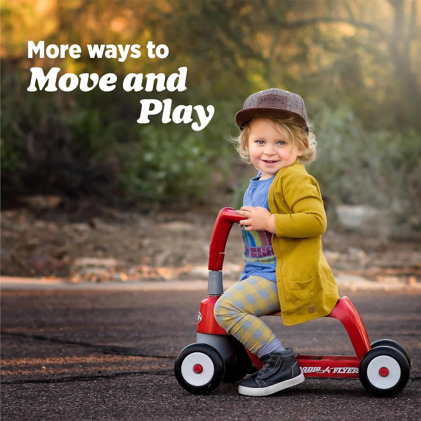 Radio Flyer Scoot 2 Scooter, Blue/Red/Pink, for Kids Ages 1-4, Ride On Toy or 4-Wheel Kids Scooter, Durable Wheels and Frame, Converts Easily with Flip Deck, Toddler Ride On Toys (Amazon Exclusive)