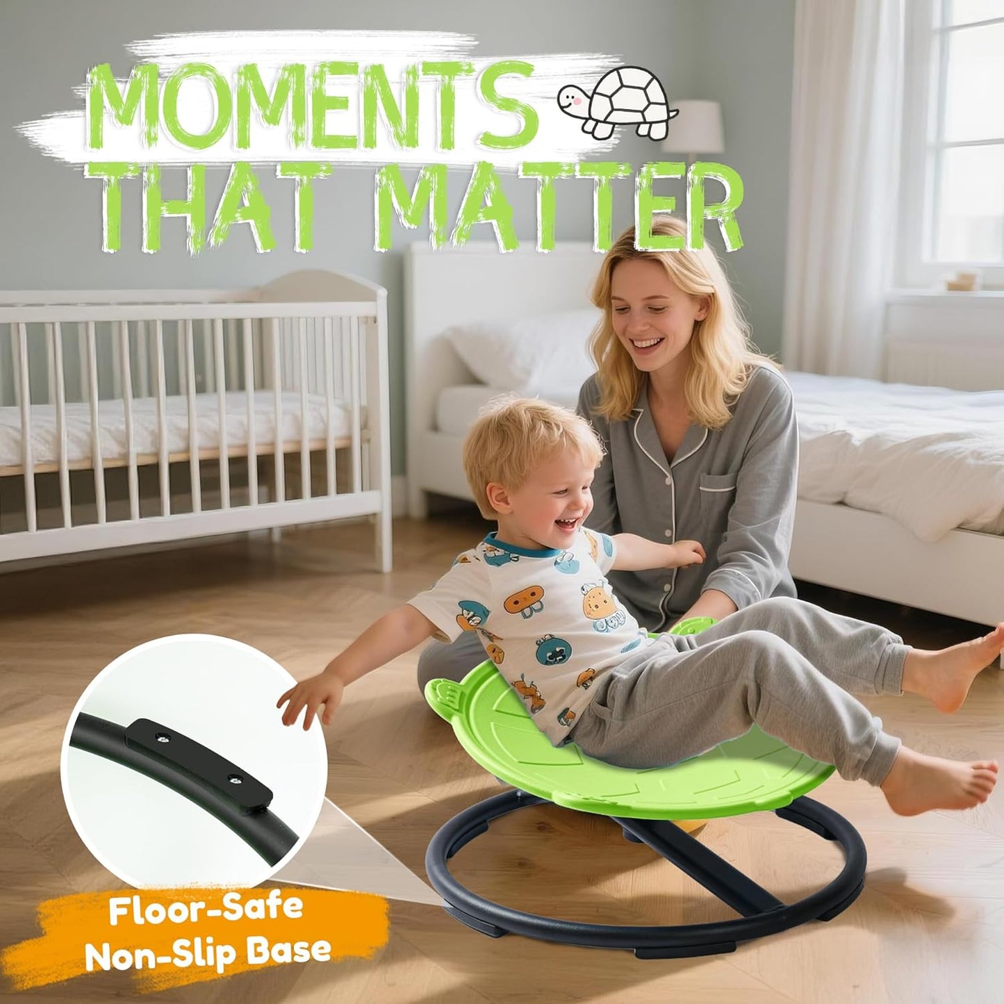 Turtle Spinning Chair for Autistic Kids – Sensory Spinning Toy, Spin Chair for Kids Autism, Sensory Swivel Seat for Balance, Coordination, Focus & ADHD Support, Autism Sensory Products (Green)