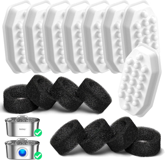 Official Cat Water Fountain Filters Replacement & Pre-Filter Sponges for 3.2L/108oz Automatic Pet Fountain Dog Water Fountain
